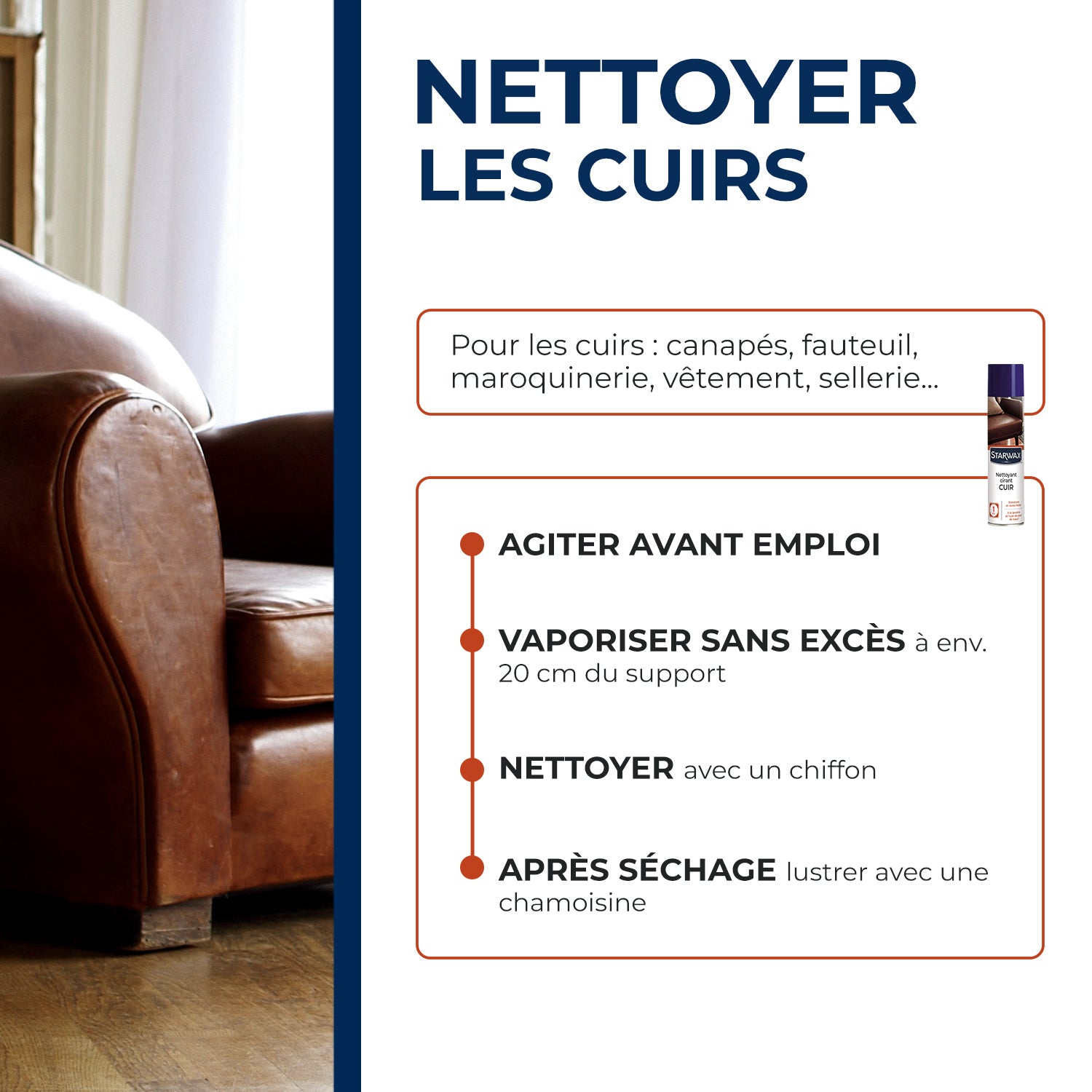 STARWAX - Nettoyant cirant express pour cuir 300ml Incolore