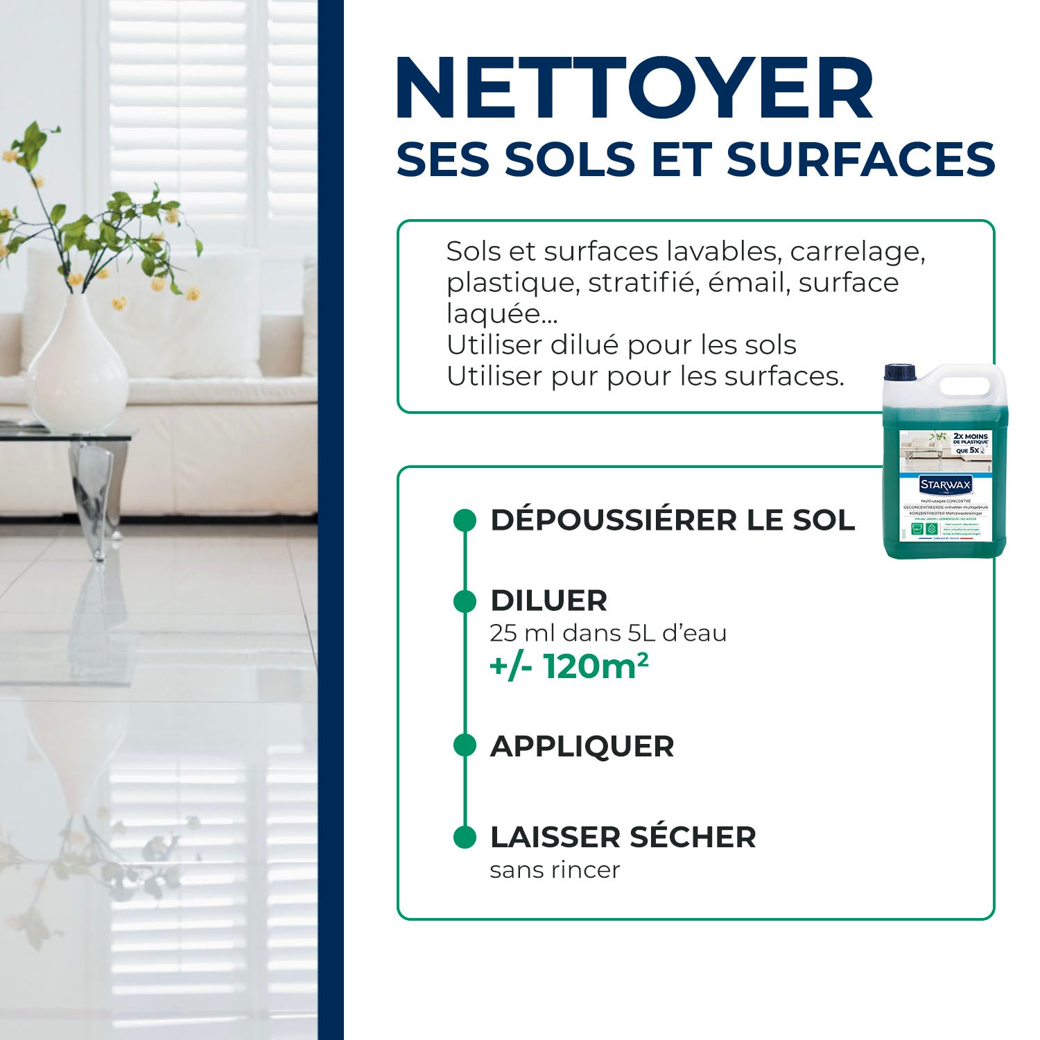 STARWAX - Nettoyant multi-usages concentré parfum pin des landes 1L Parfum pin des landes (parfum de synthèse)