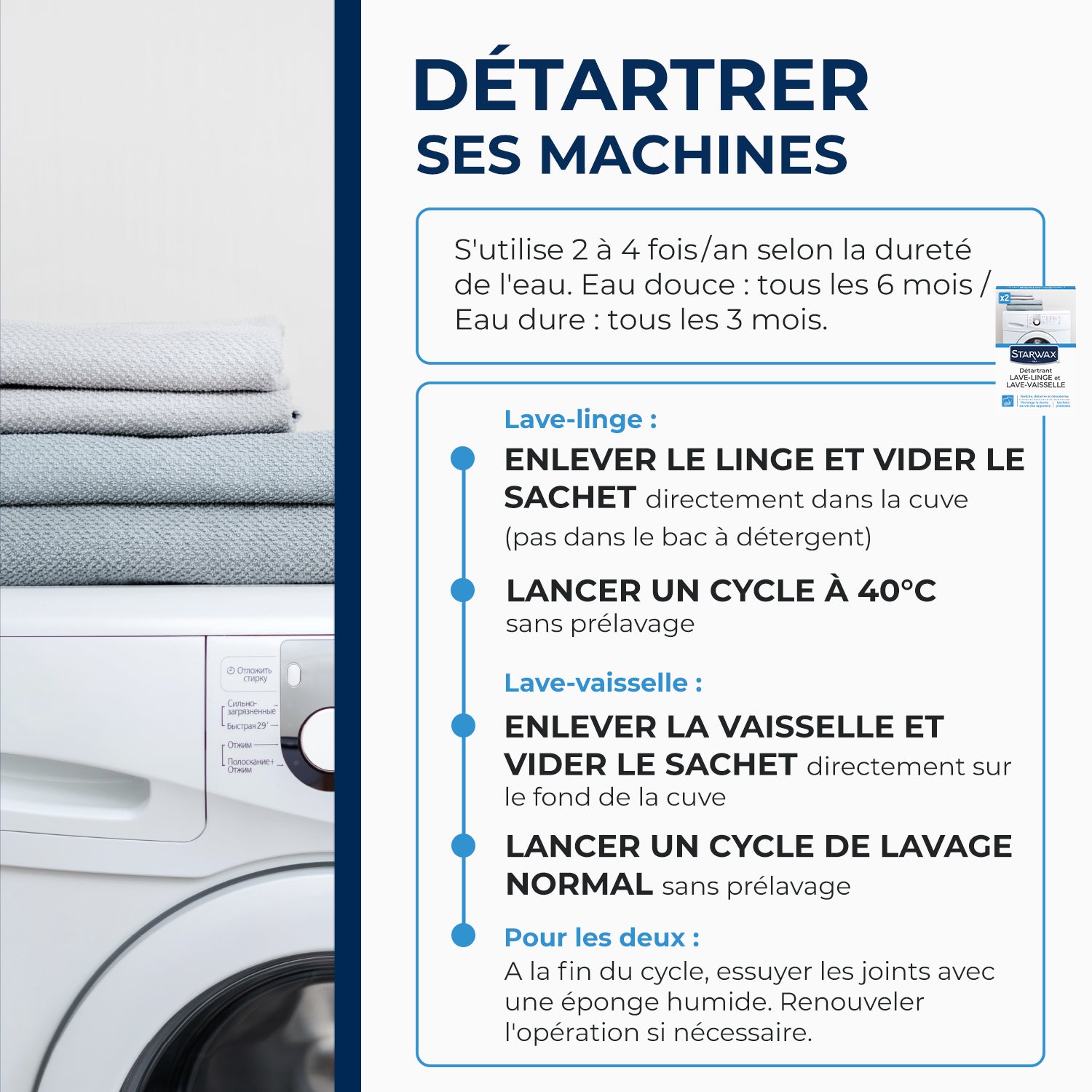 STARWAX - Détartrant pour lave-linge et lave-vaisselle 2 X 75g