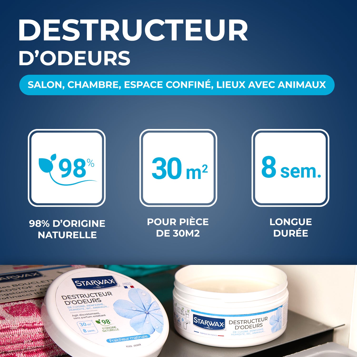 STARWAX - Destructeur d'odeurs Fraicheur matinale 300g Parfum Fraicheur matinale