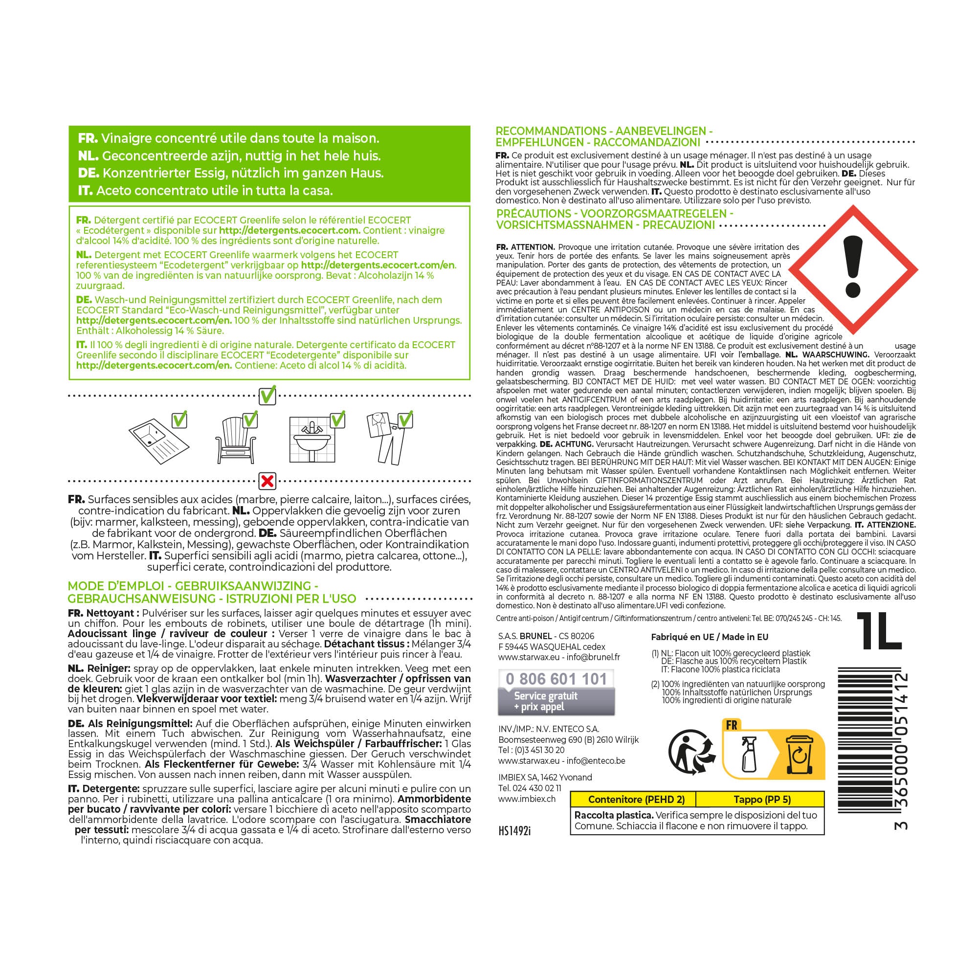 STARWAX - Vinaigre 14° 1L