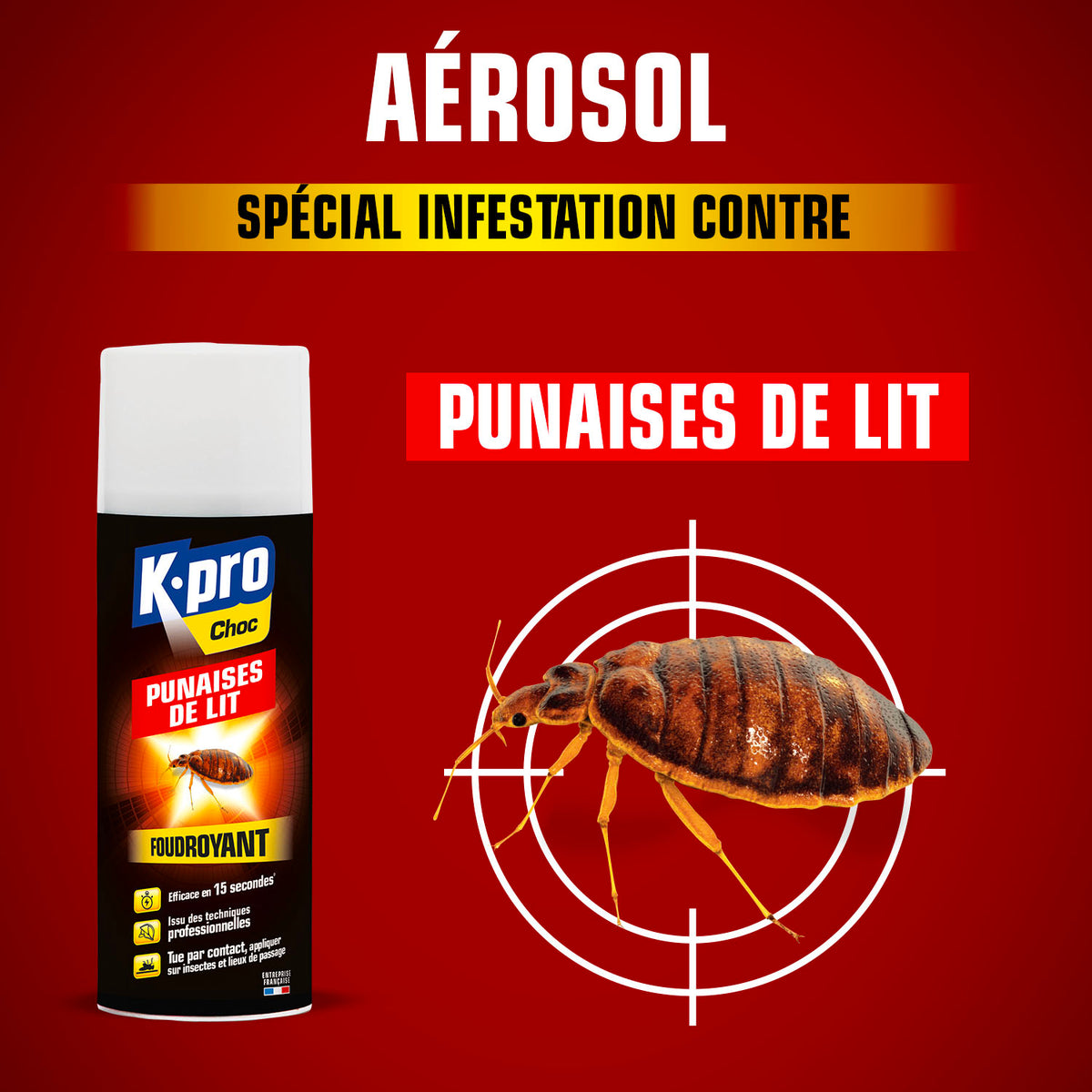 K.PRO - Aérosol foudroyant punaises de lit
 400ml