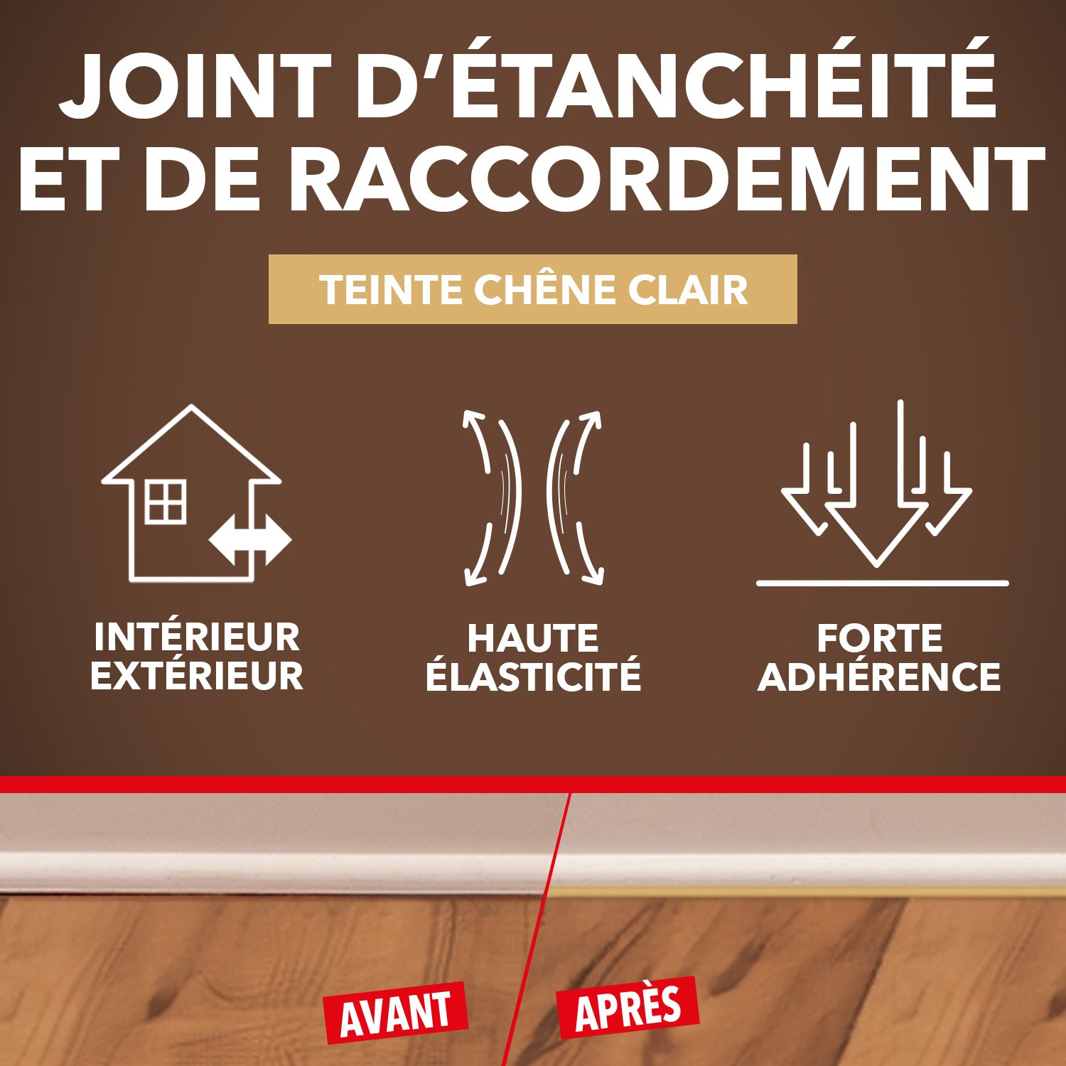 SINTO - Rejointe parquets et boiseries - Etanchéité et raccordement 310ml Chêne clair