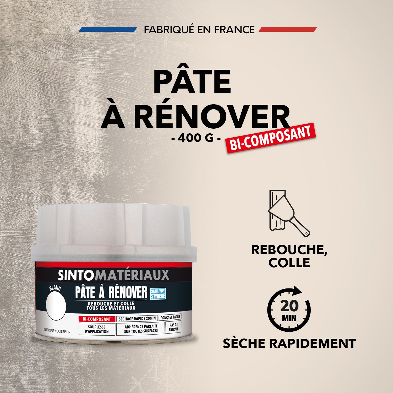 SINTO - Pâte à rénover 408g Blanc