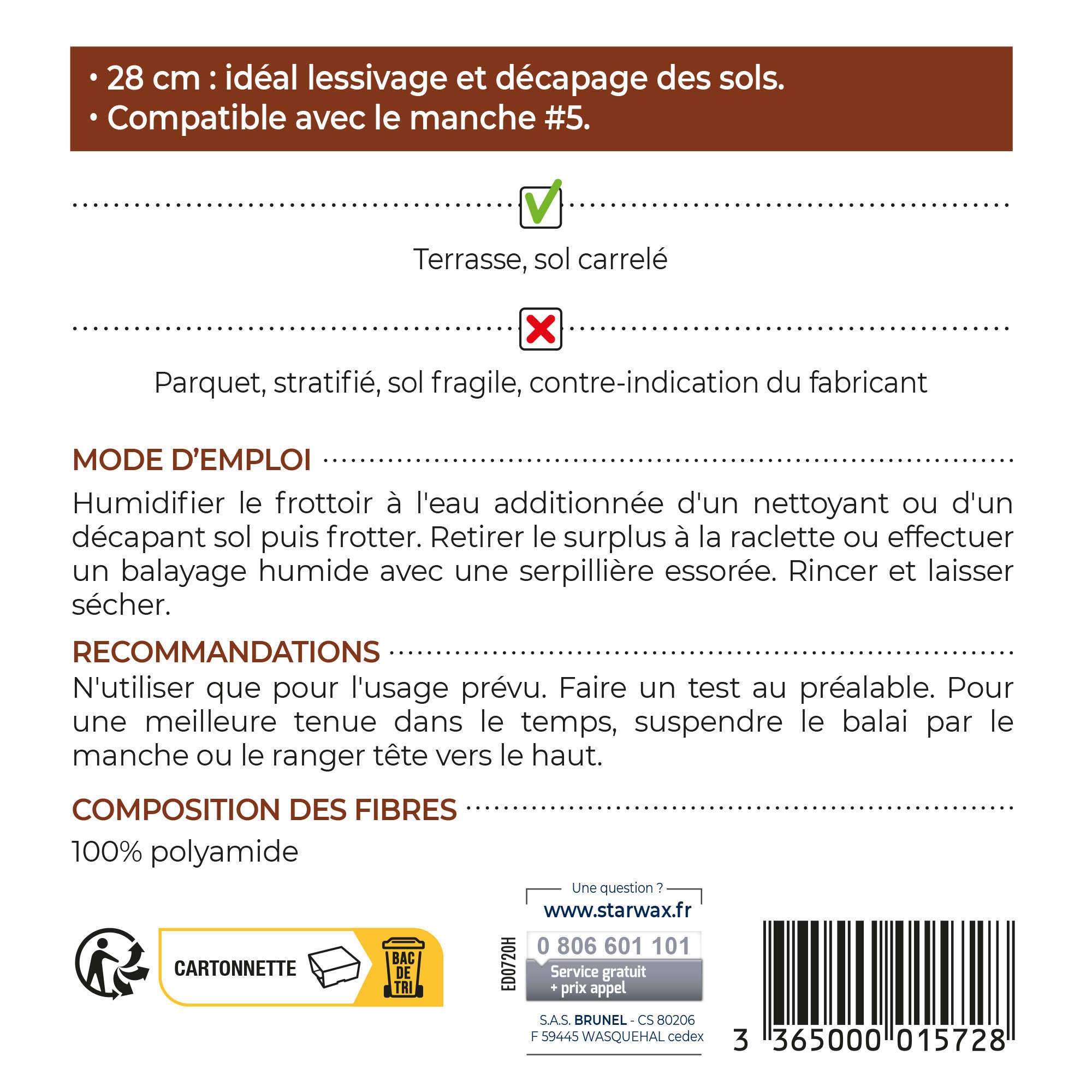 STARWAX - Frottoir pour terrasses et sols carrelés X1