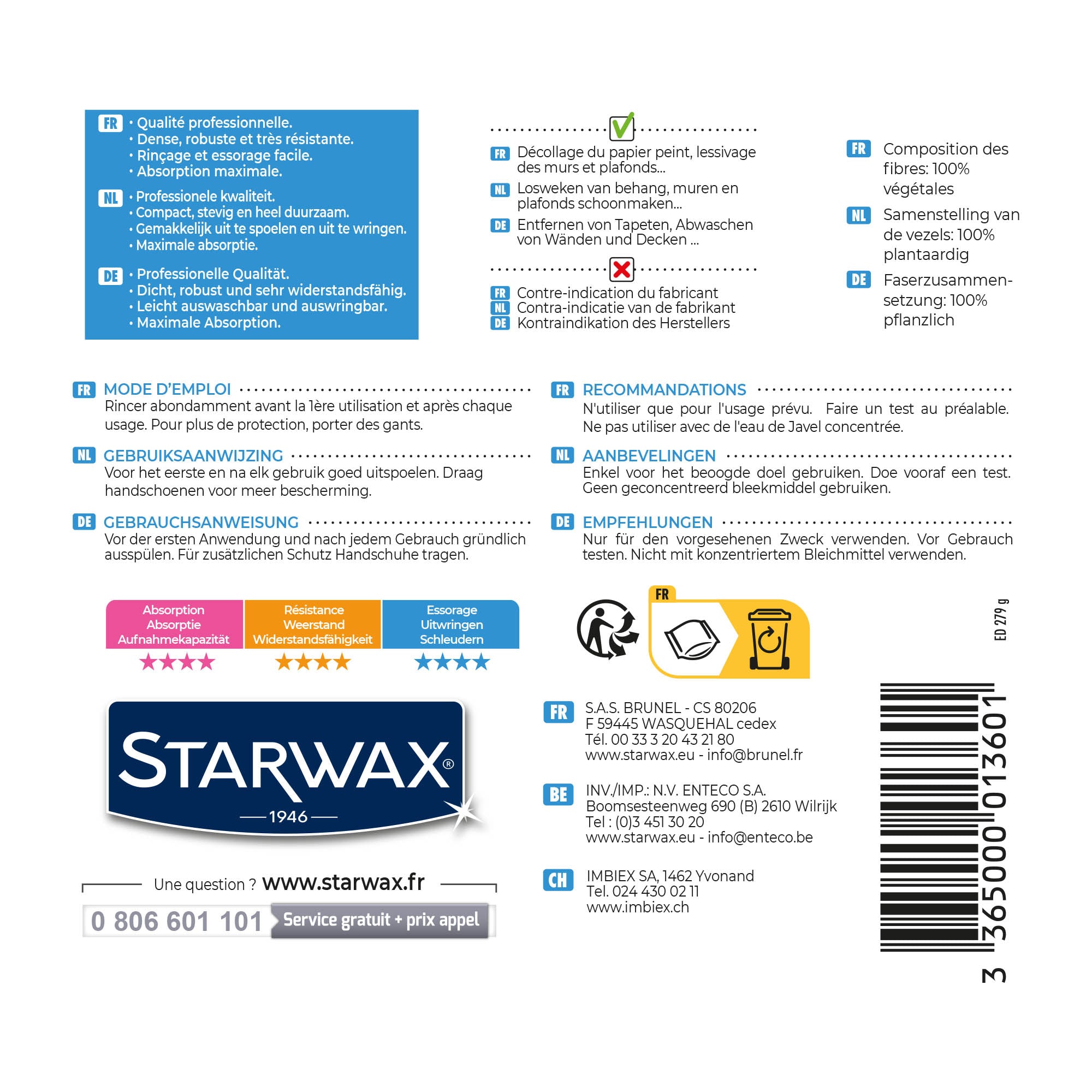 STARWAX - Eponge gros travaux X1