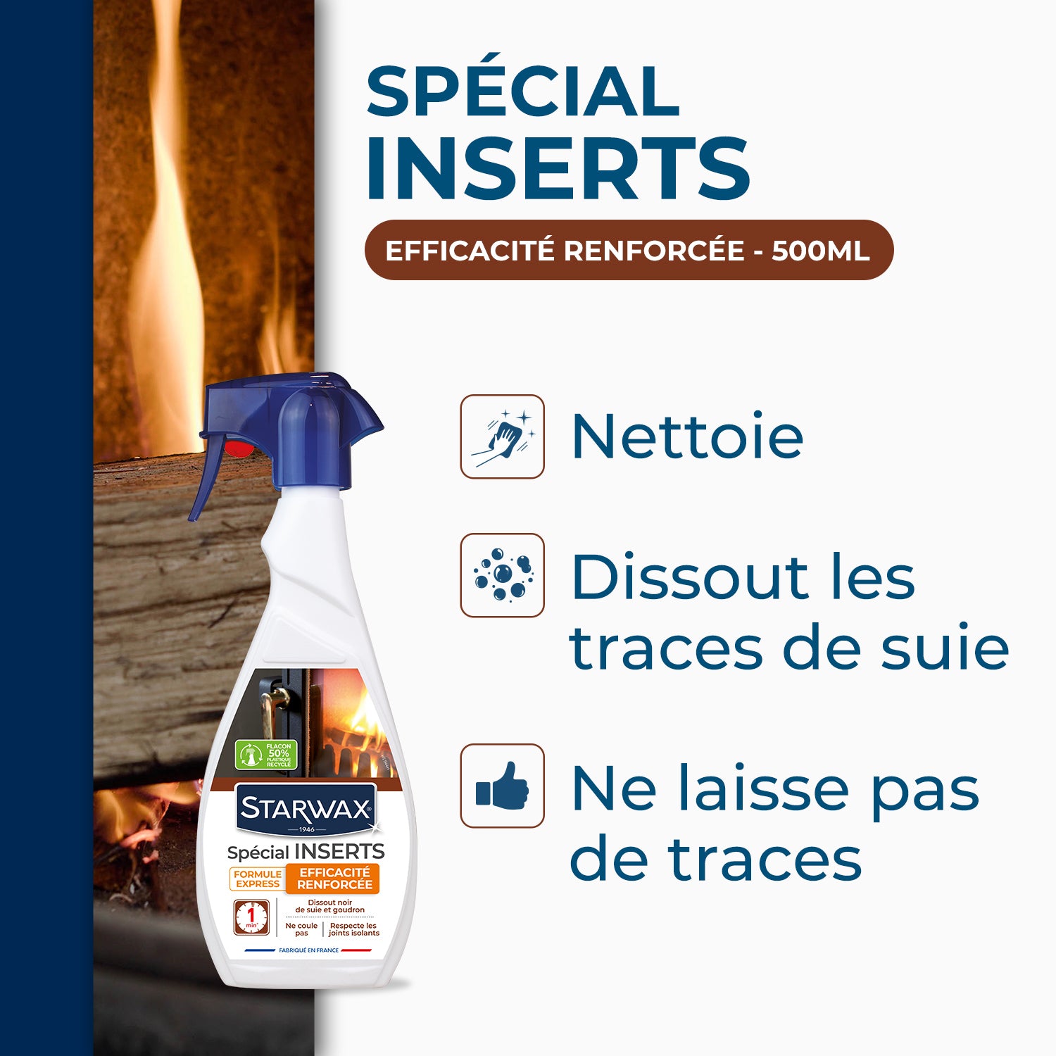 STARWAX - Nettoyant express inserts pour poêle & cheminée
 500ml