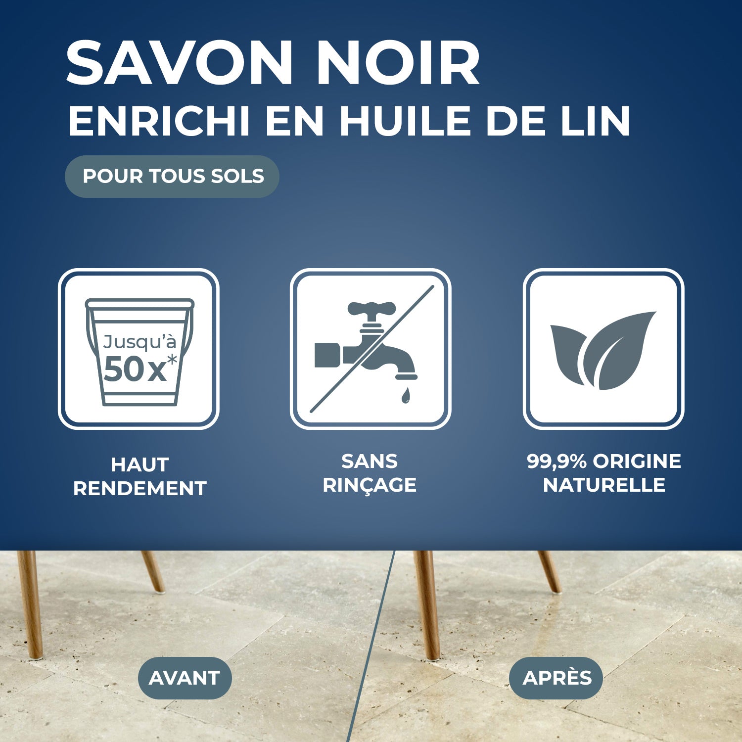STARWAX - Savon noir à l'huile de lin pour les sols intérieurs 1L