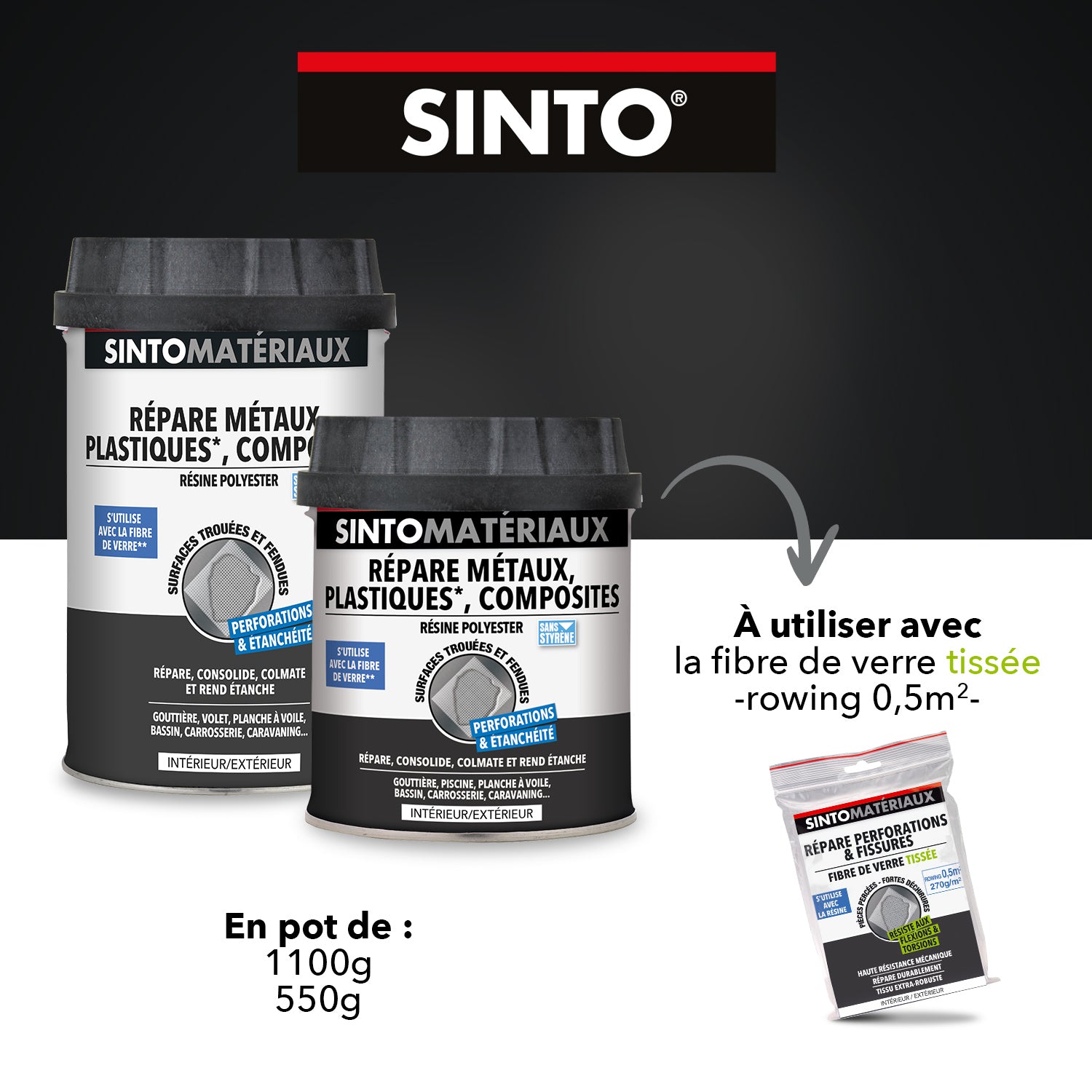 SINTO - Répare métaux, plastiques, composites 1kg