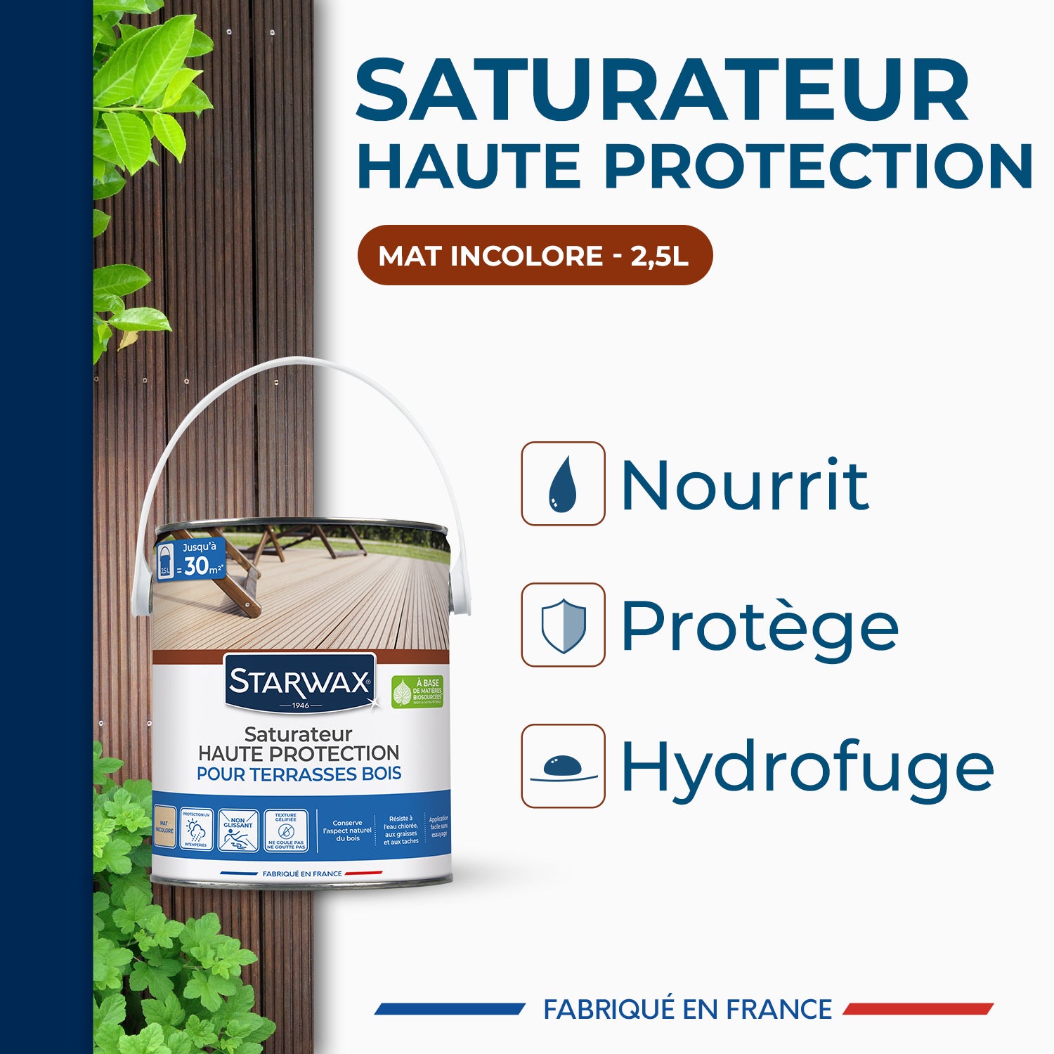 STARWAX - Saturateur Haute protection pour terrasses bois
 1L Teck