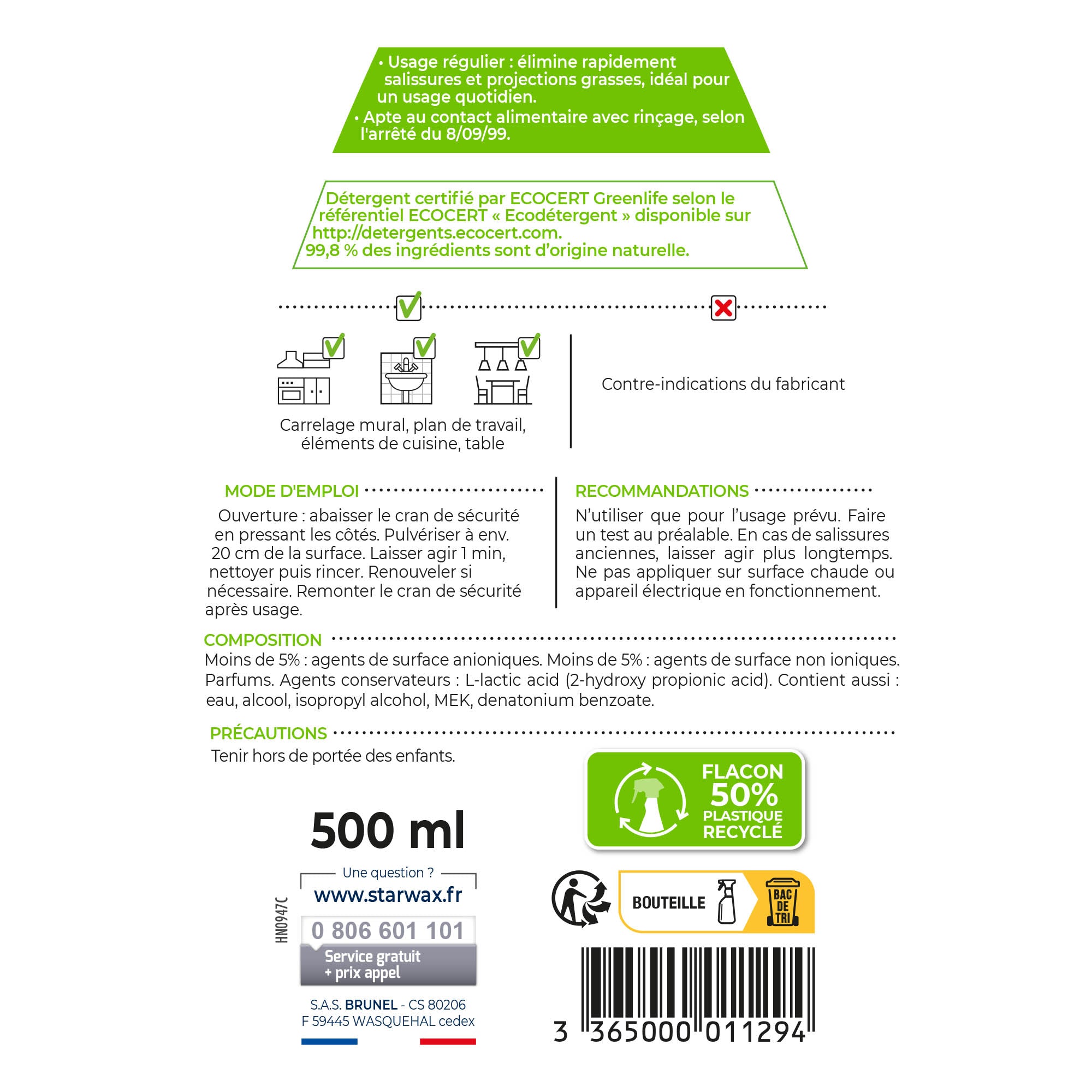 STARWAX SOLUVERT - Nettoyant express Anti-traces 500ml