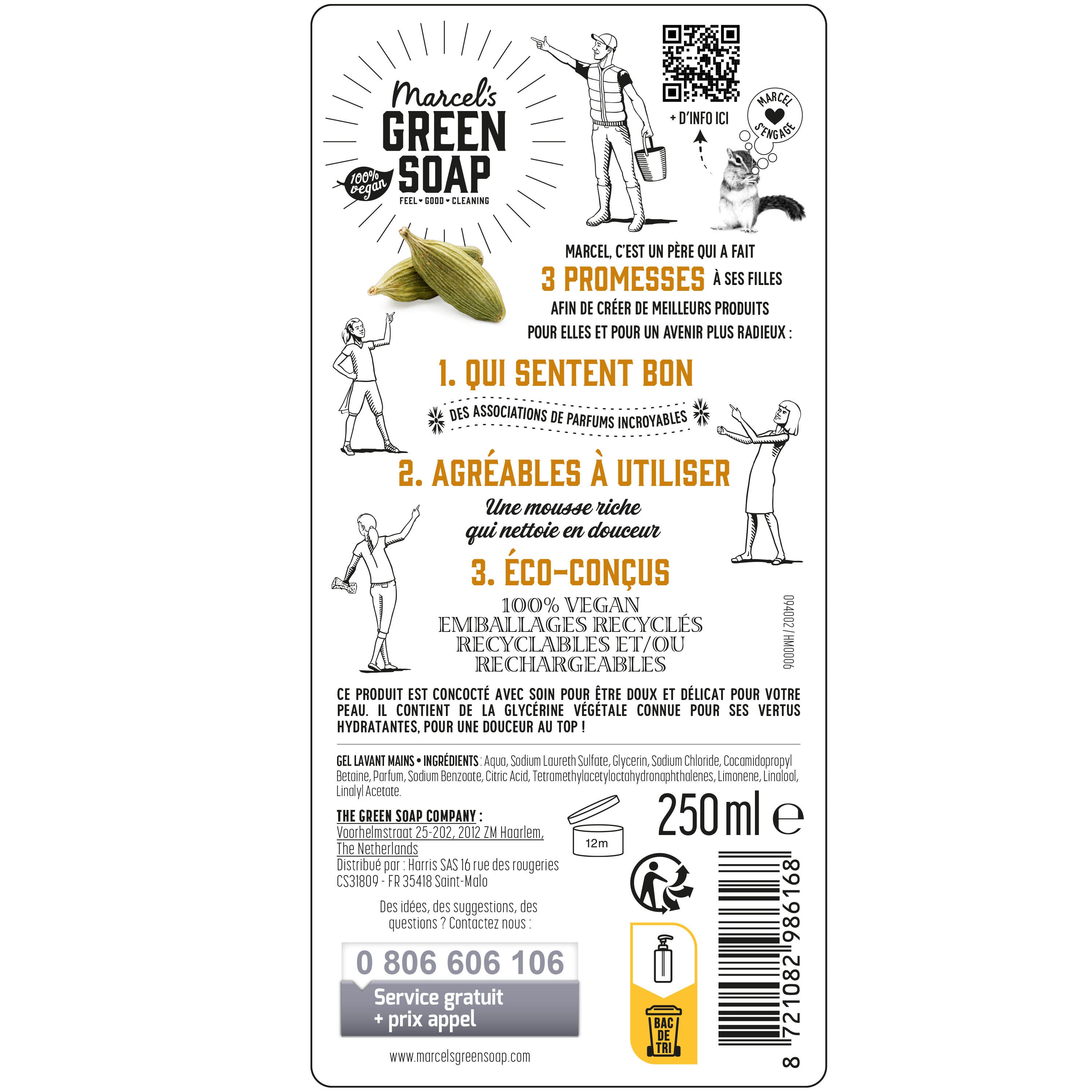 MARCEL'S GREEN SOAP - Le Gel Lavant Mains Bois de santal & Cardamome 250ml Bois de santal & Cardamome