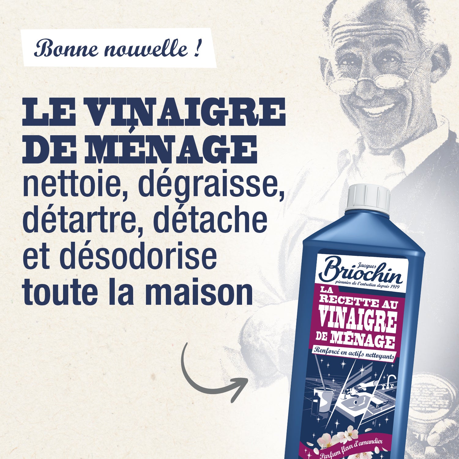 JACQUES BRIOCHIN - Vinaigre parfumé  parfum fleur d'amandier 1L Parfum fleur d'amandier