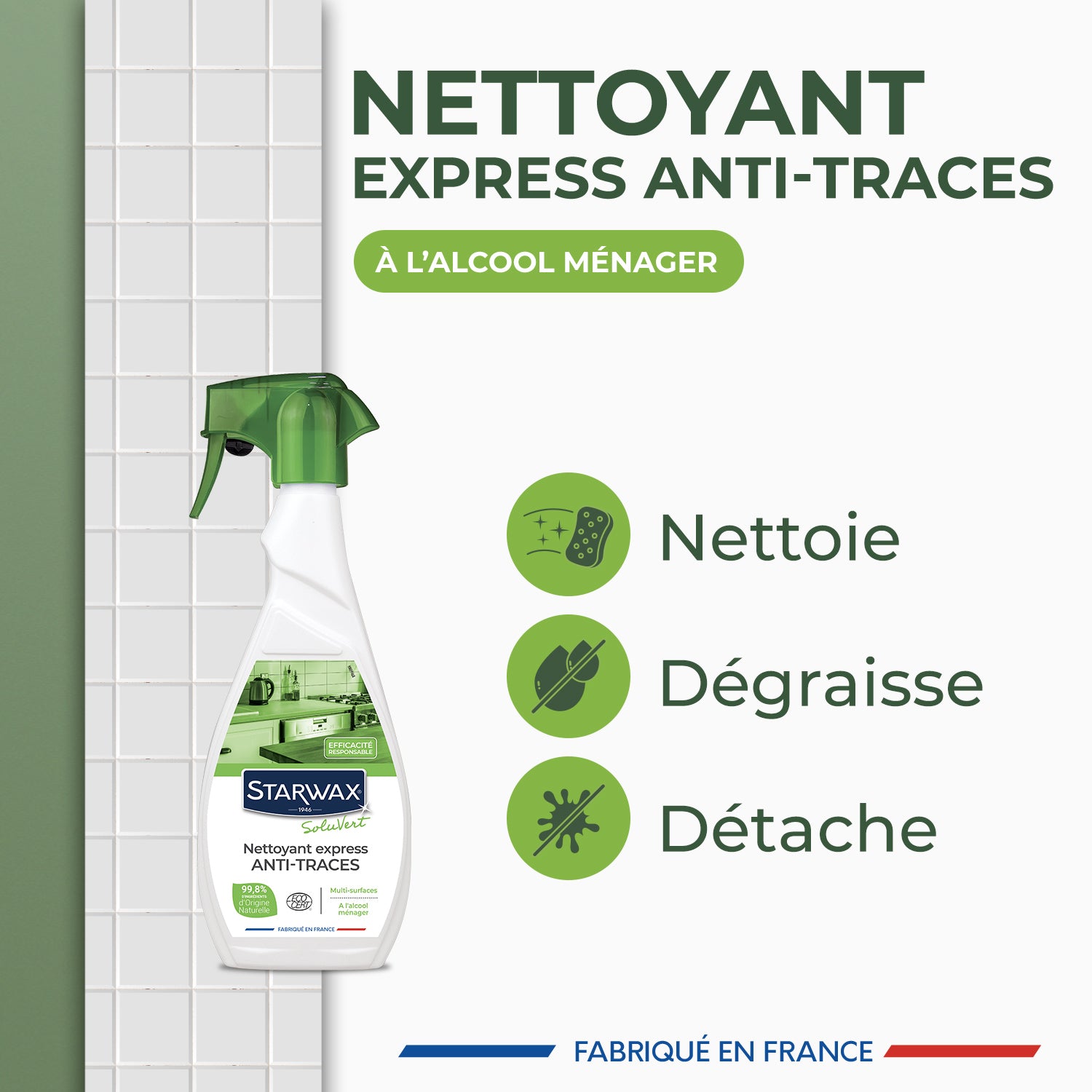 STARWAX SOLUVERT - Nettoyant express Anti-traces 500ml