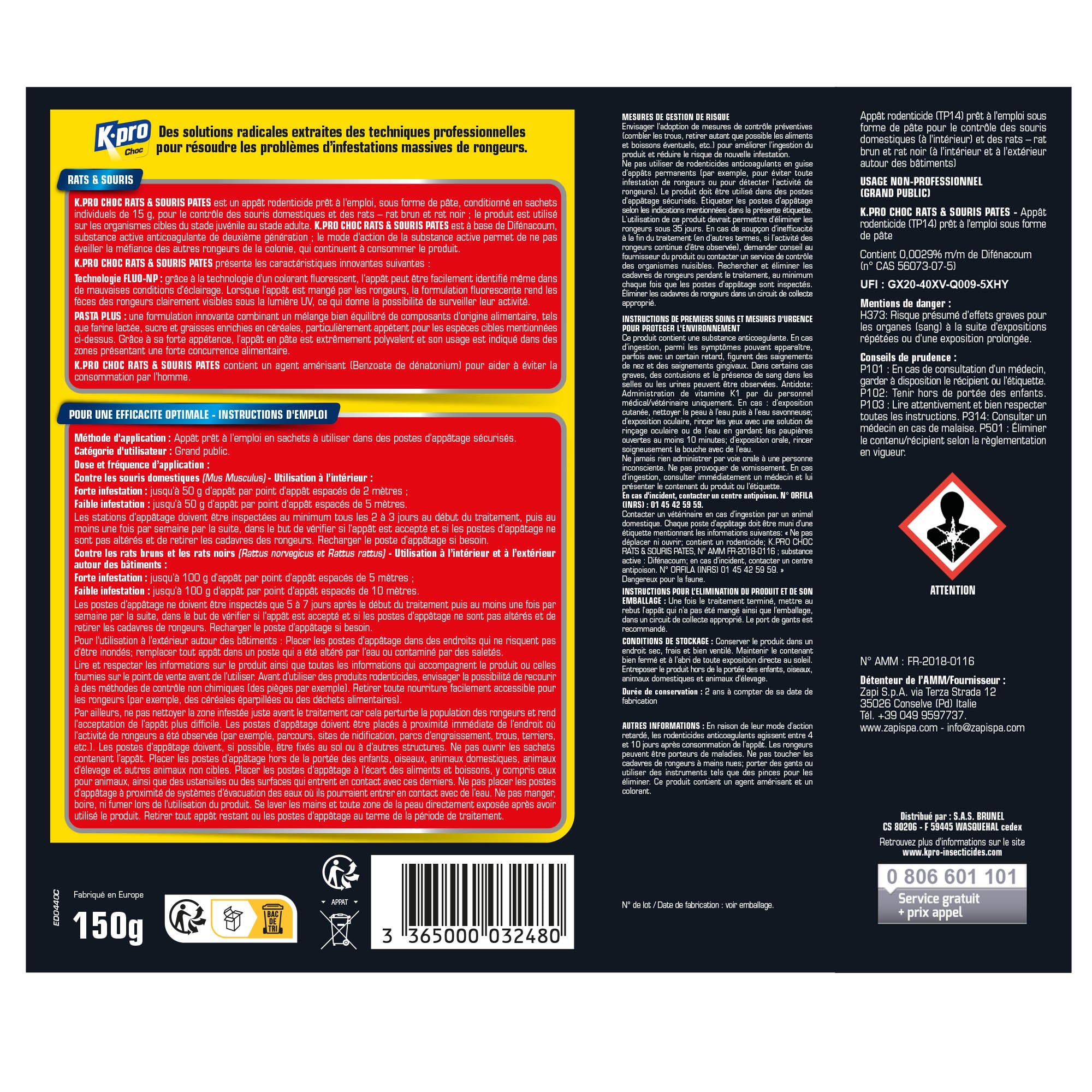 K.PRO - Pâtes rats et souris 150g rouge