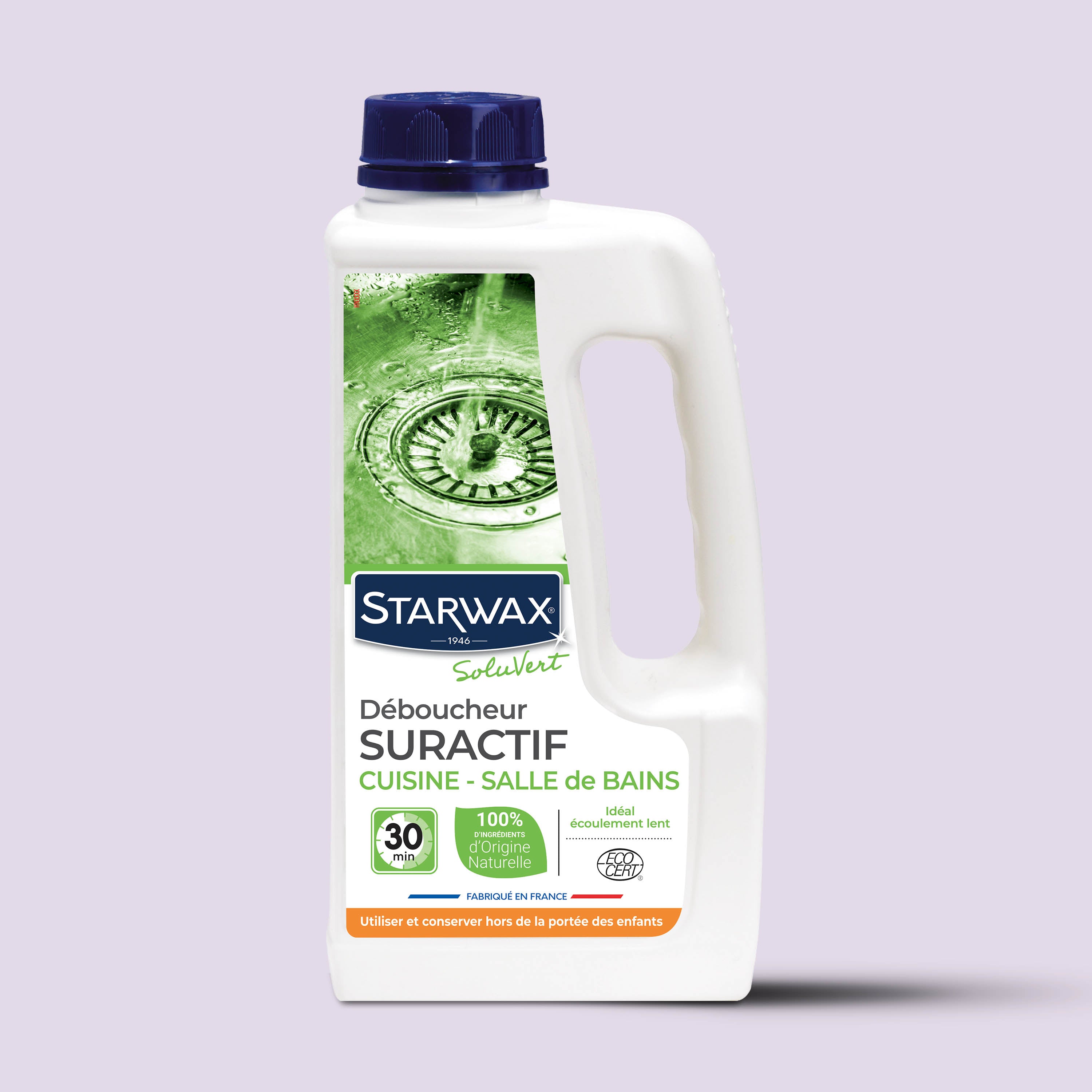 STARWAX SOLUVERT  - Déboucheur suractif cuisine - salle de bains  900ml