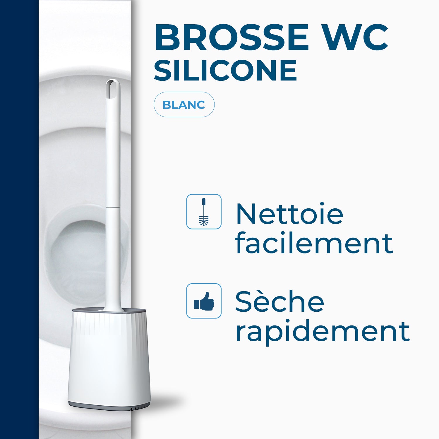 STARWAX - Brosse WC silicone avec support mural X1 Blanche