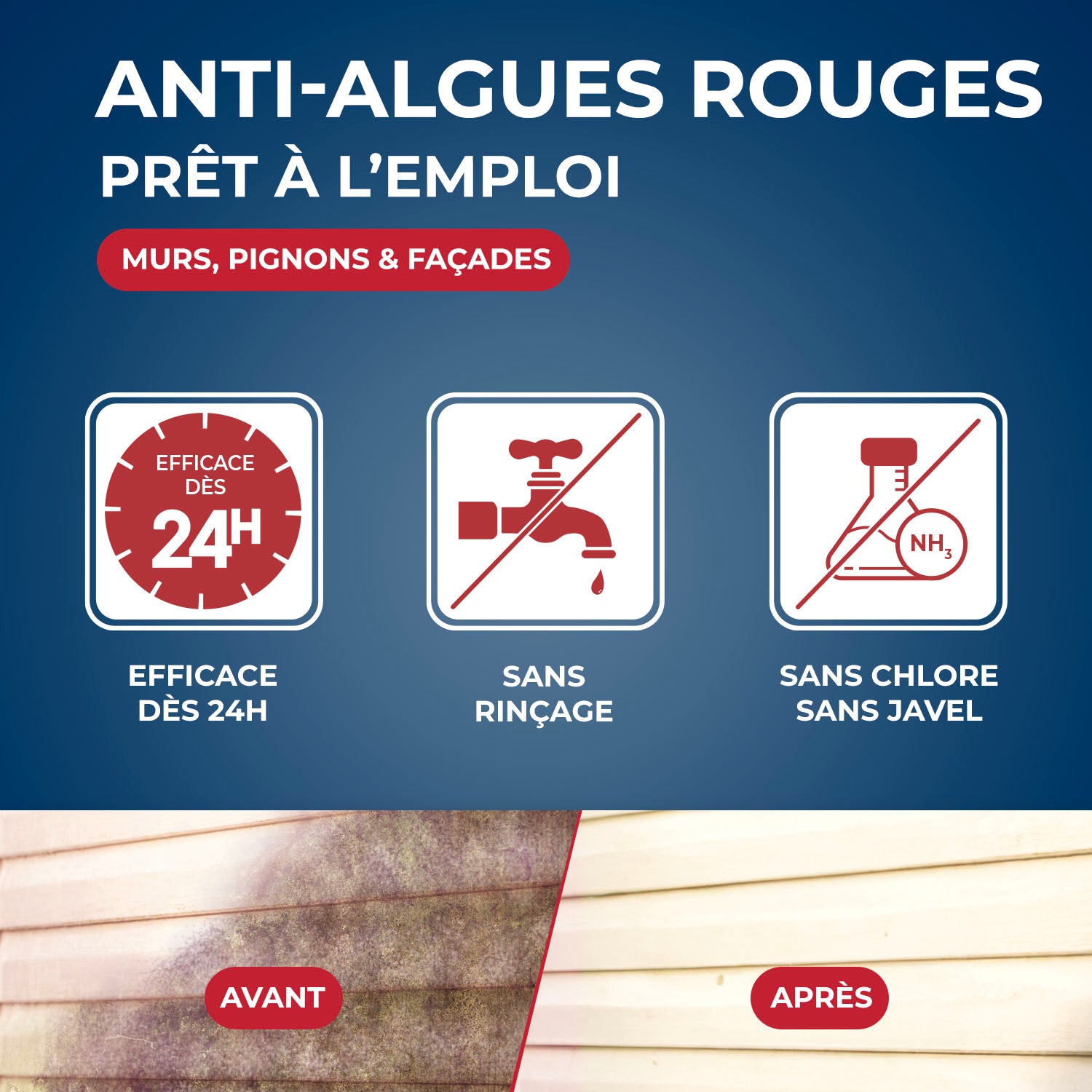 STARWAX - Traitement anti-algues rouges prêt à l'emploi pour murs et façades 6L