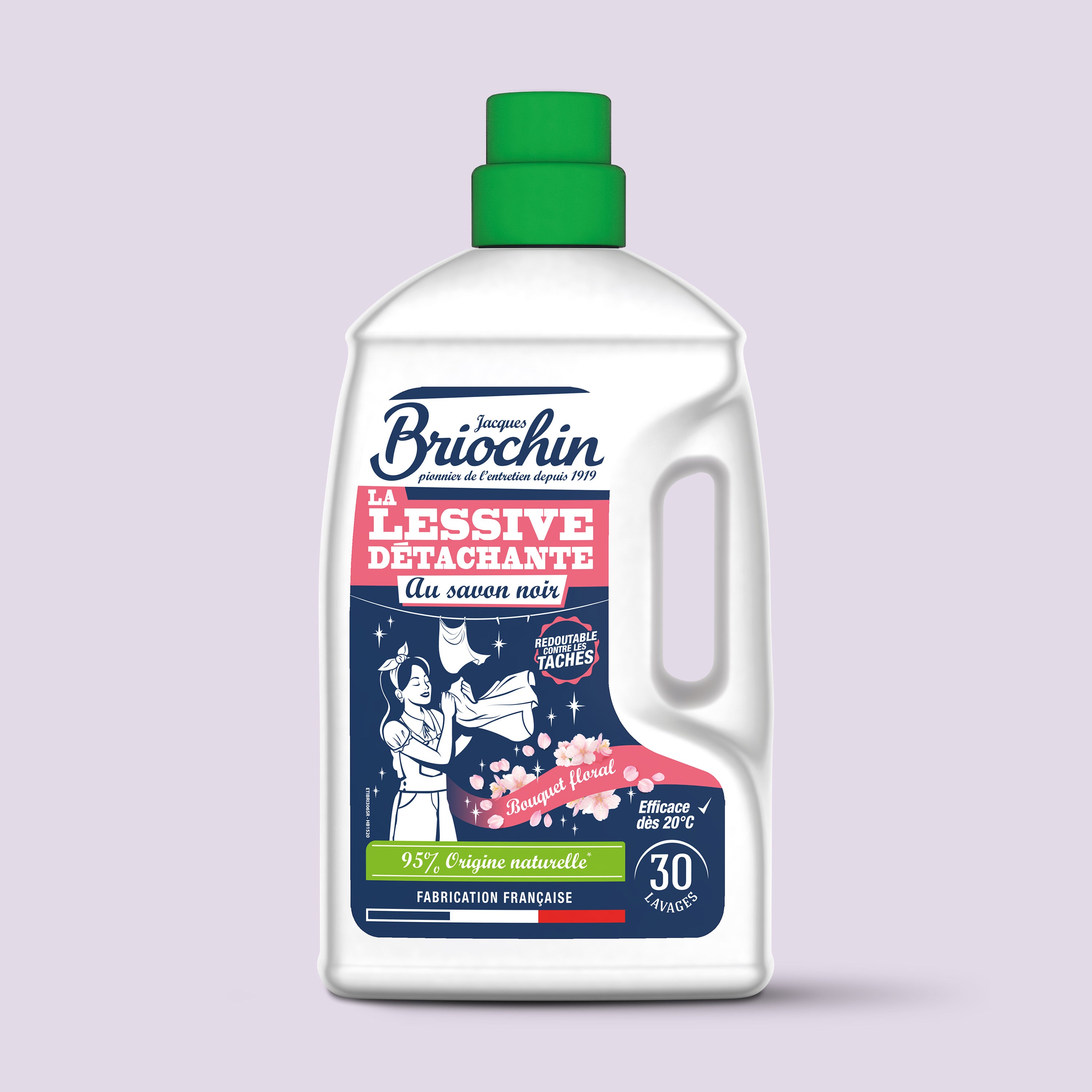 JACQUES BRIOCHIN - La Lessive détachante au Savon noir parfum Bouquet floral 1,35L Parfum Bouquet floral