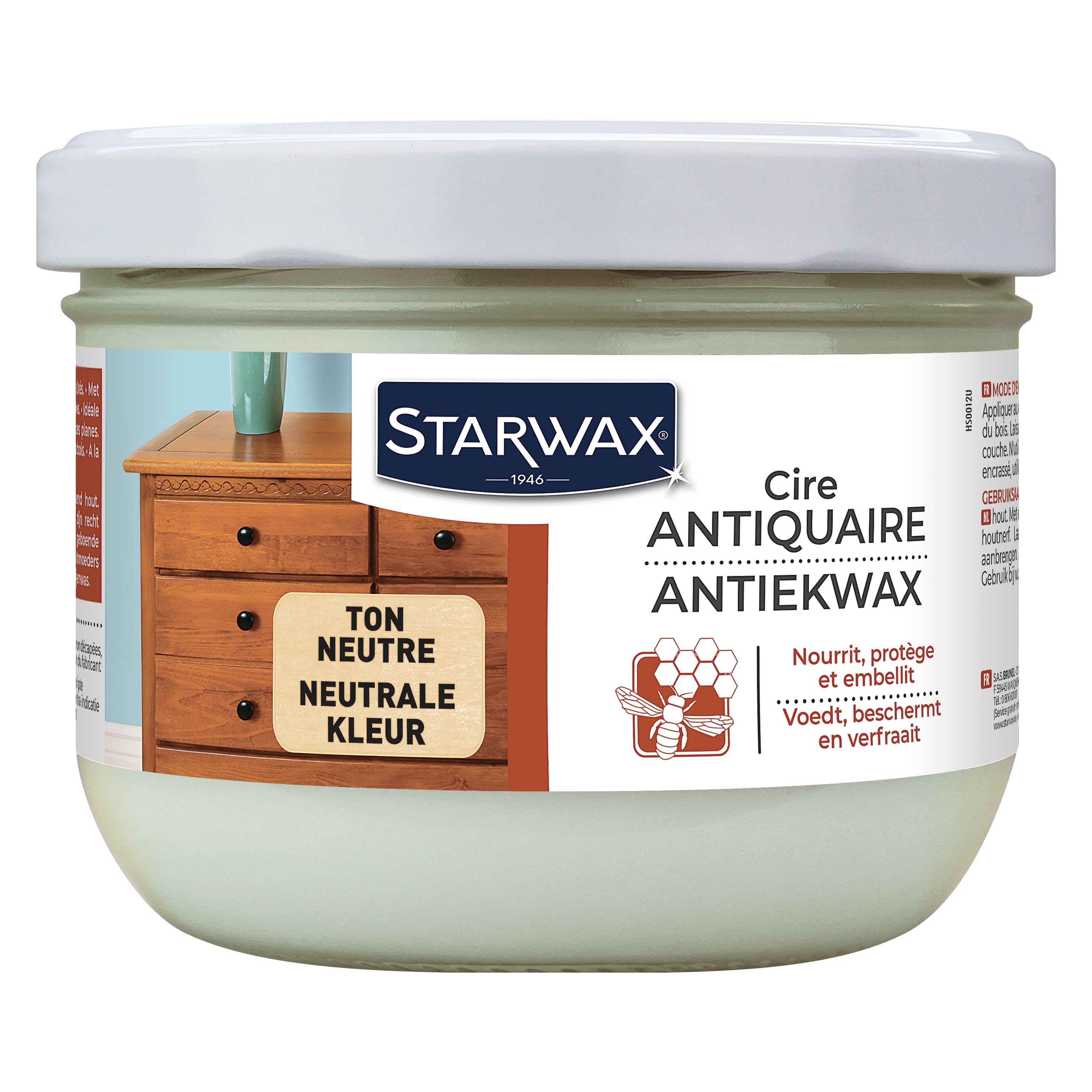 STARWAX - Cire antiquaire pâte pour bois cirés 350ml Incolore