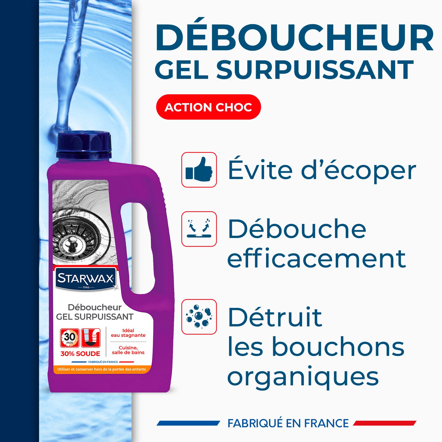 STARWAX - Déboucheur gel pour canalisations 1L