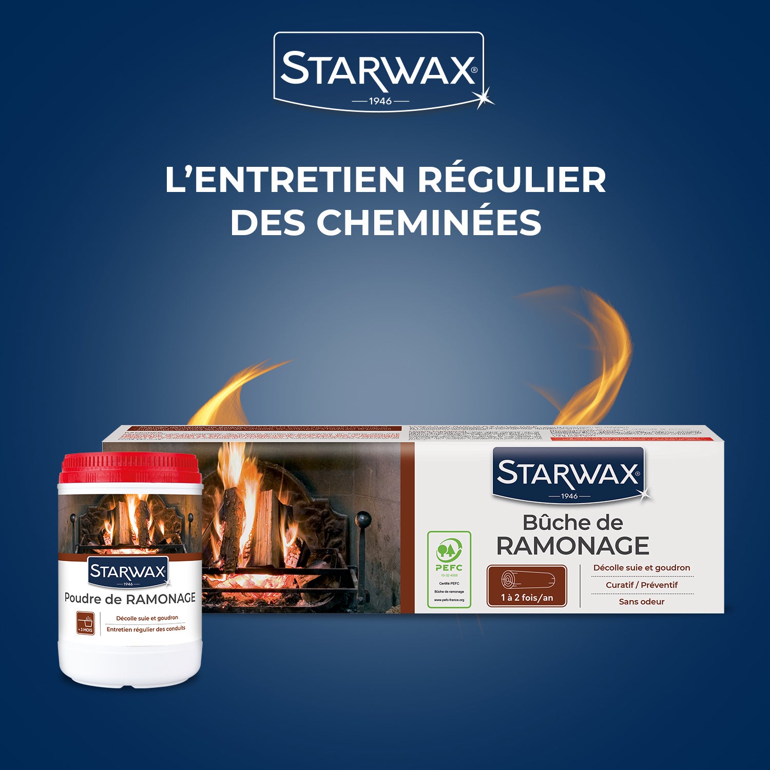 STARWAX - Poudre de ramonage pour poêle et cheminée 1kg