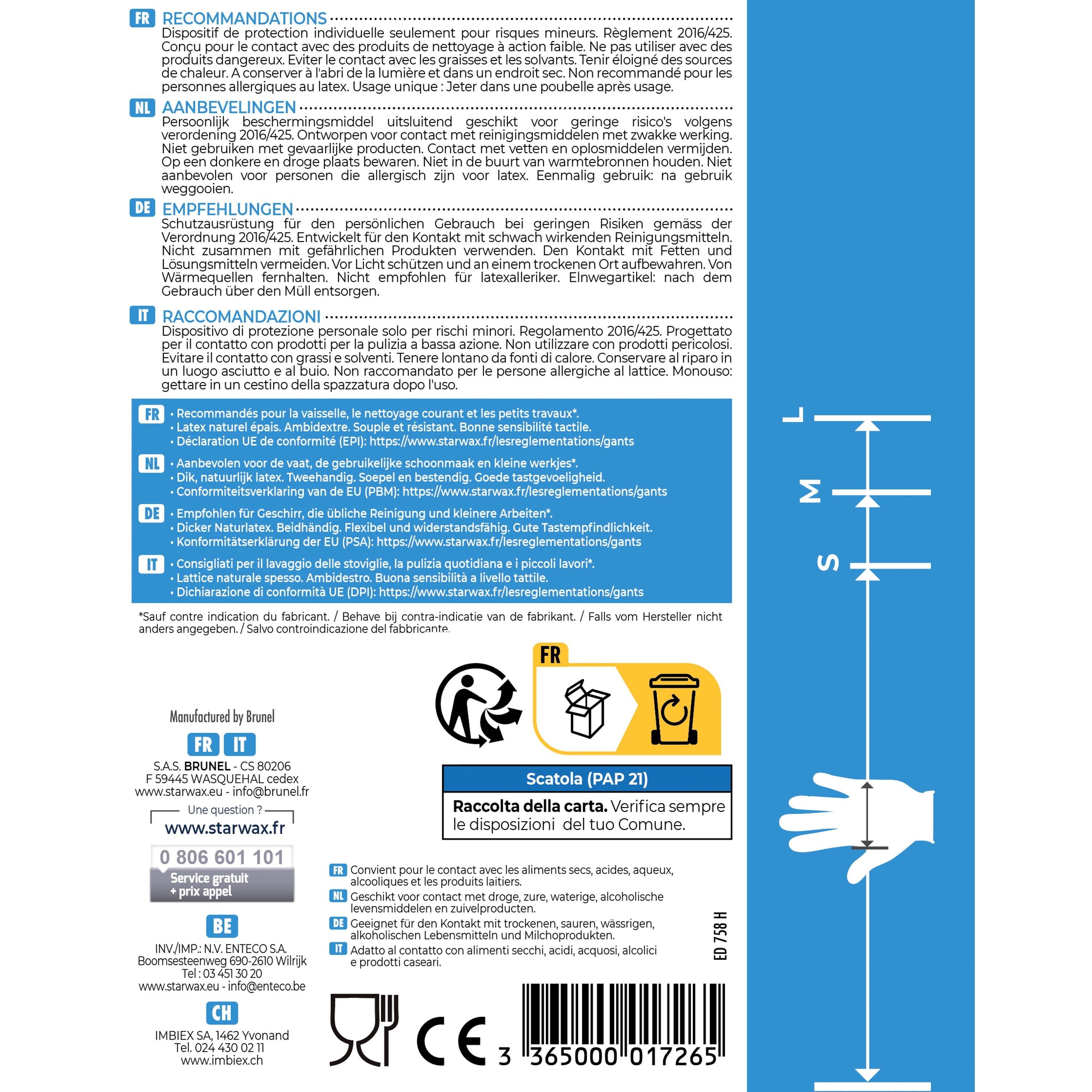 STARWAX - Gants latex épais X10 M