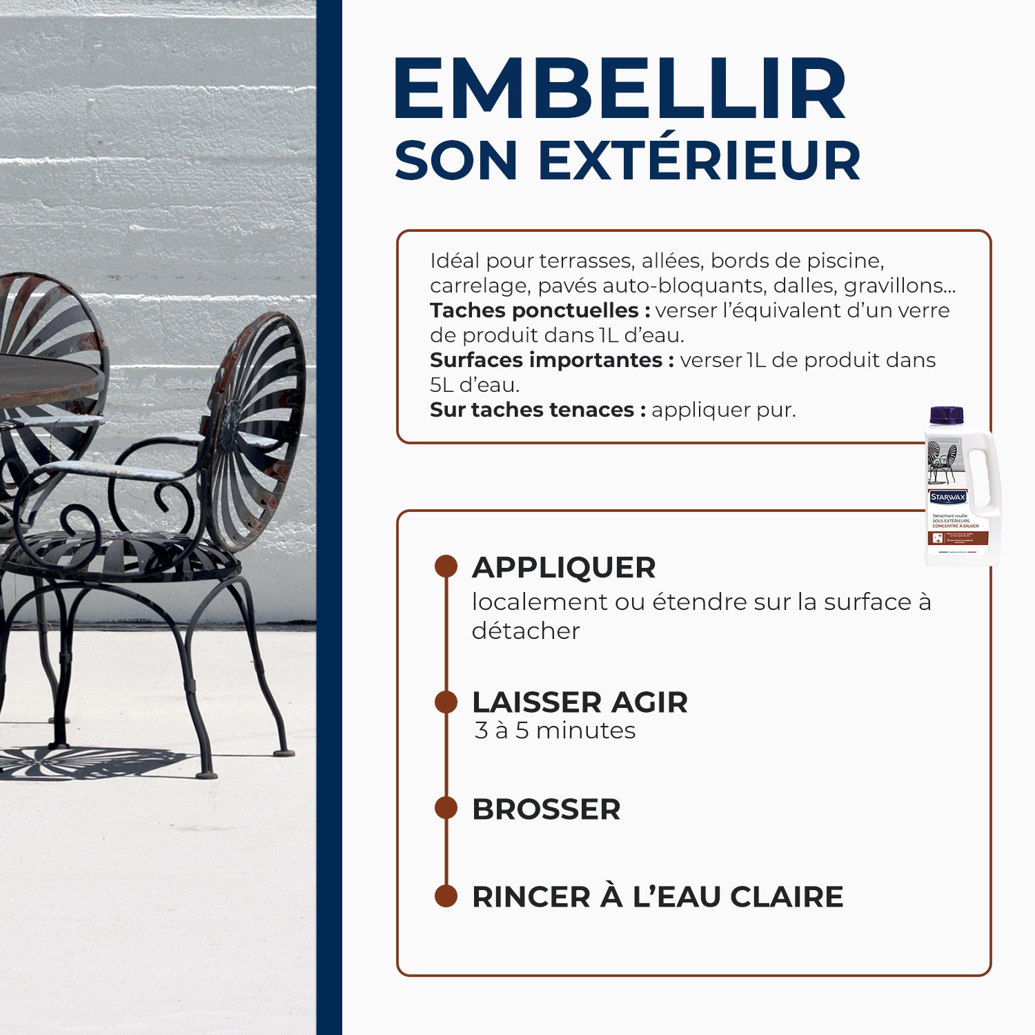 STARWAX - Détachant rouille pour sols extérieurs
 1L