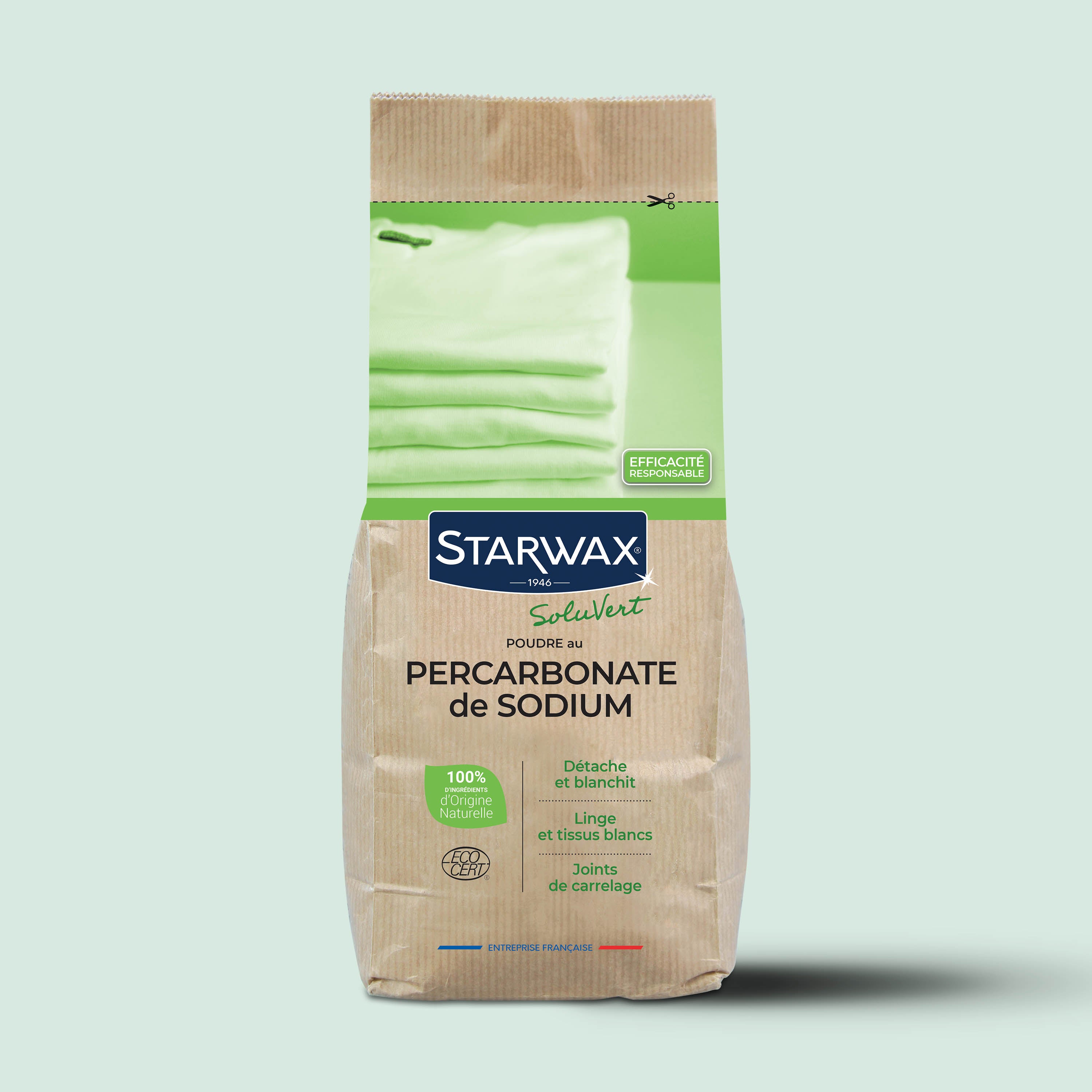 STARWAX SOLUVERT - Ma poudre détachante & raviveur de blancheur au percarbonate de soude – Sachet éco 1kg