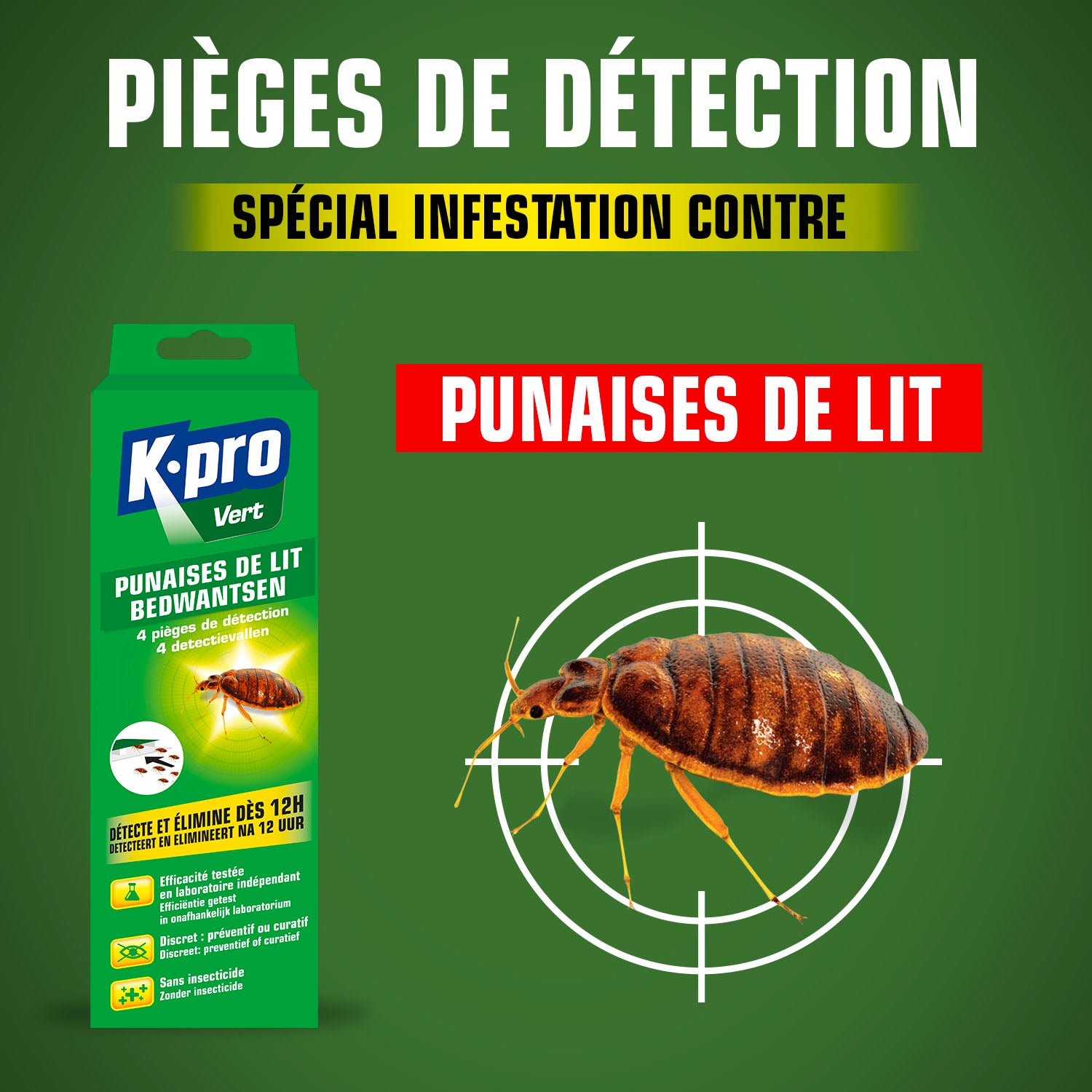 K.PRO - Pièges à punaises de lit X4