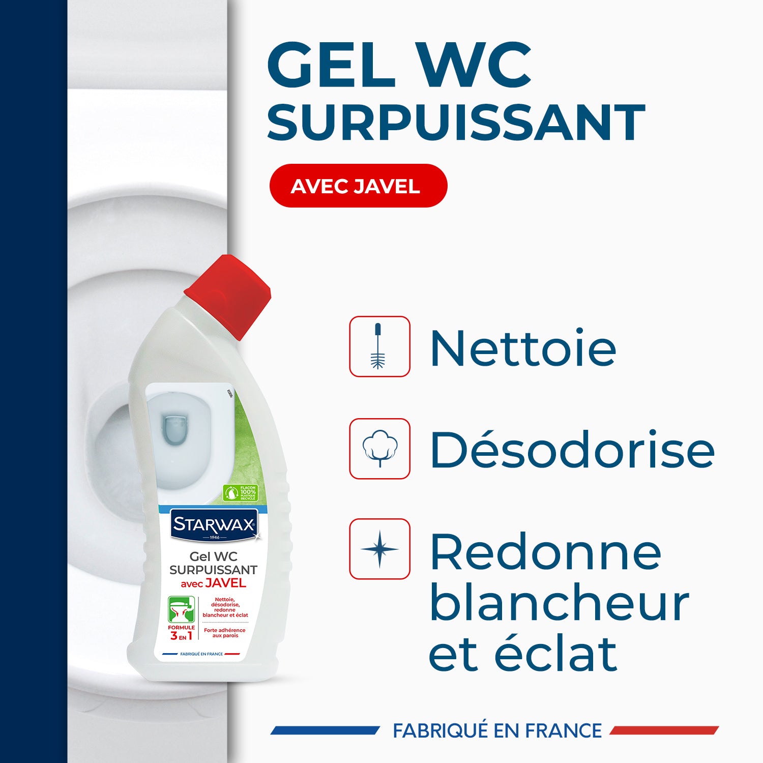 STARWAX - Gel WC surpuissant avec Javel 750ml