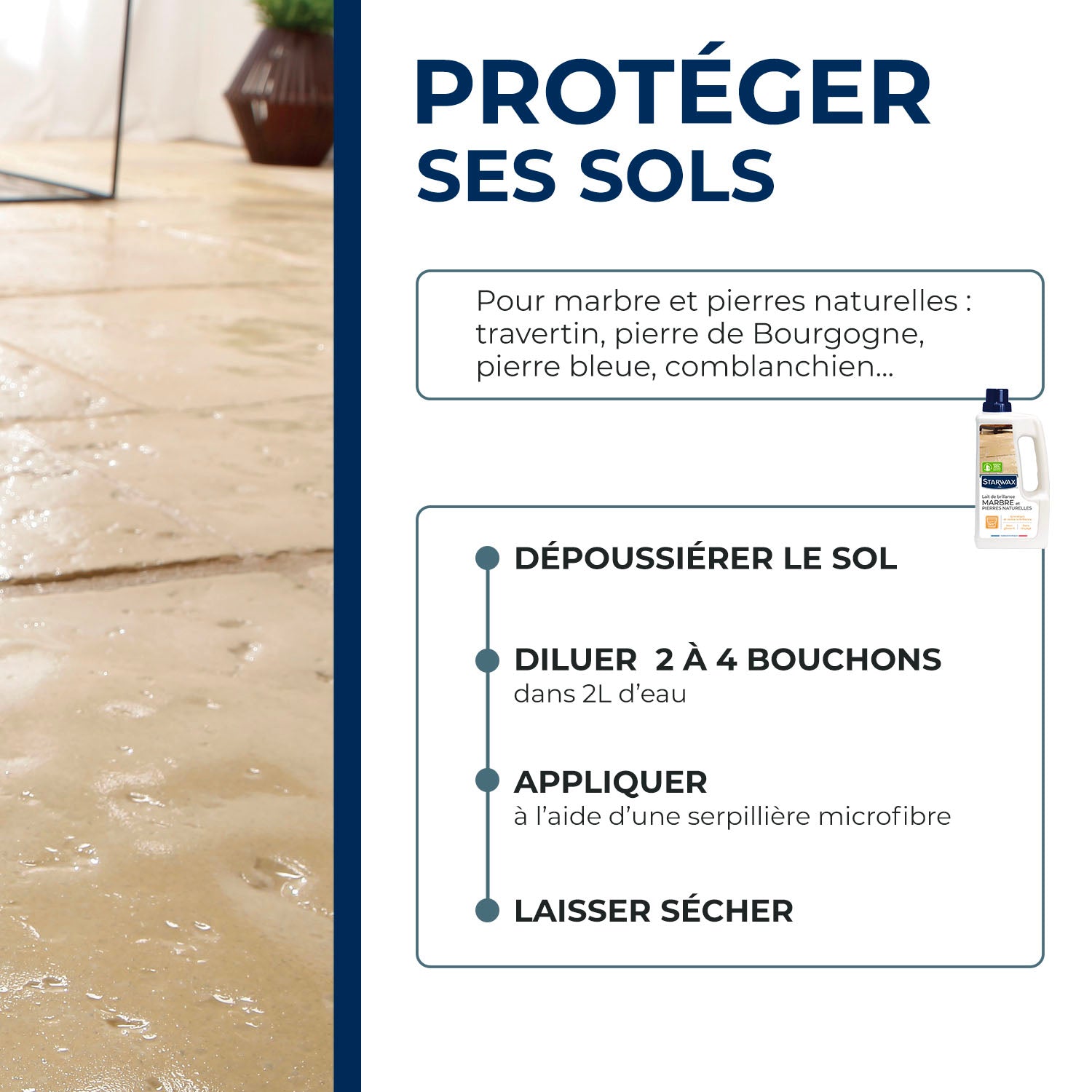 STARWAX - Lait de brillance pour marbres et pierres naturelles 1L