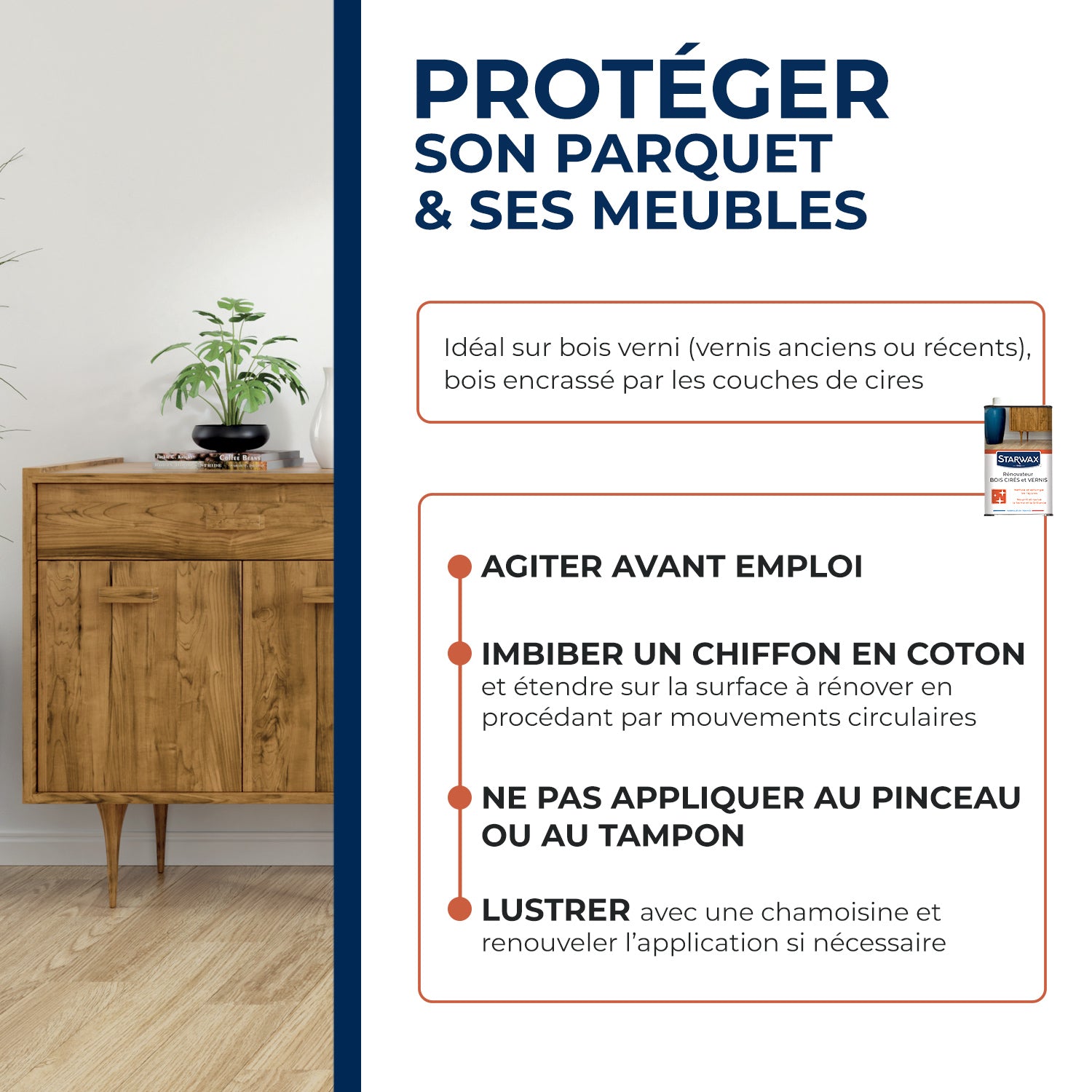 STARWAX - Rénovateur bois cirés et vernis pour mobilier intérieur 500ml
