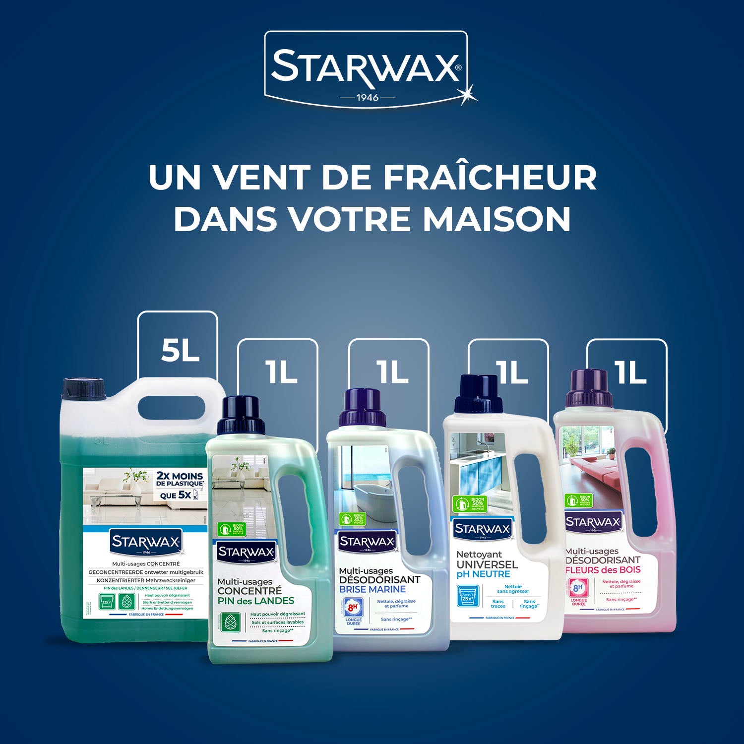 STARWAX - Nettoyant multi-usages concentré parfum pin des landes 1L Parfum pin des landes (parfum de synthèse)