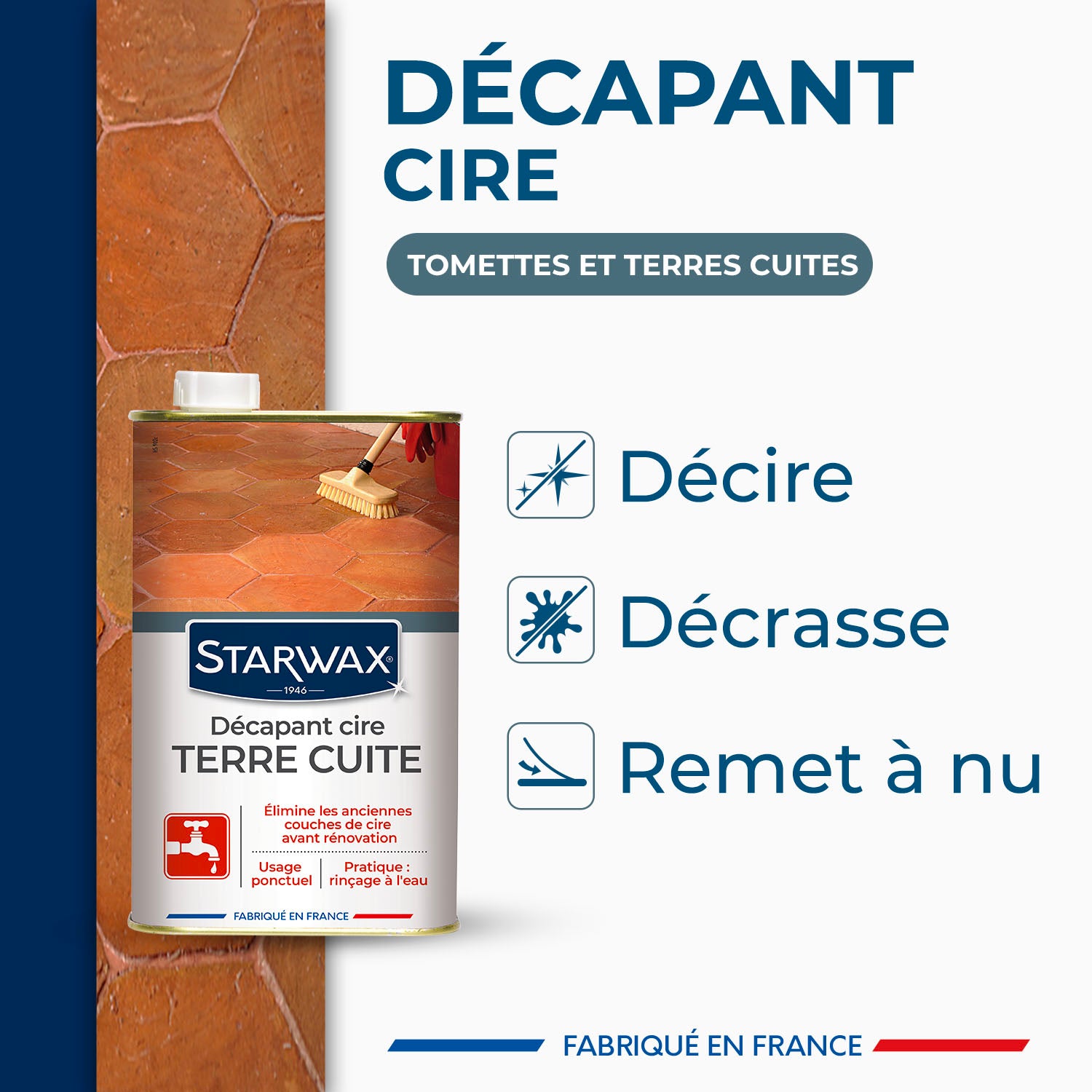 STARWAX - Décapant cire avant rénovation pour tomettes et terres cuites
 1L