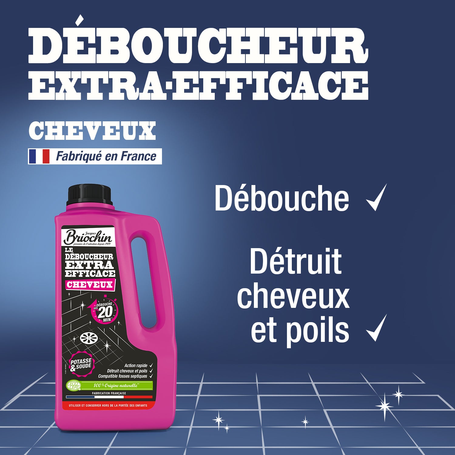 JACQUES BRIOCHIN - Le déboucheur extra efficace cheveux 900ml Sans parfum