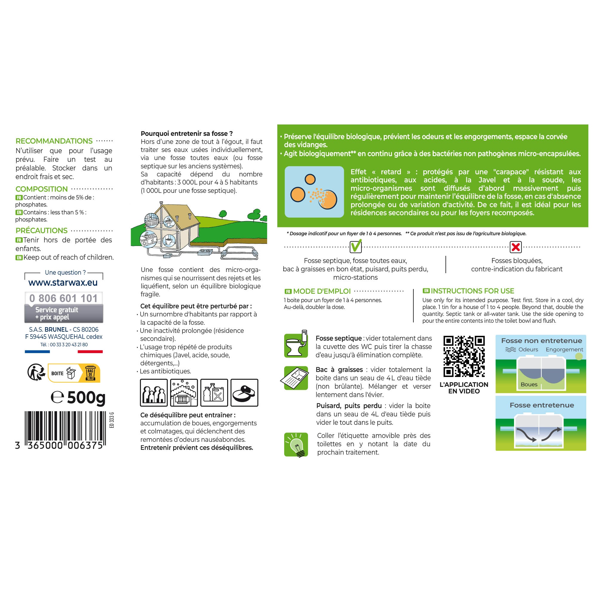 STARWAX - Entretien longue durée pour fosses septiques 500g