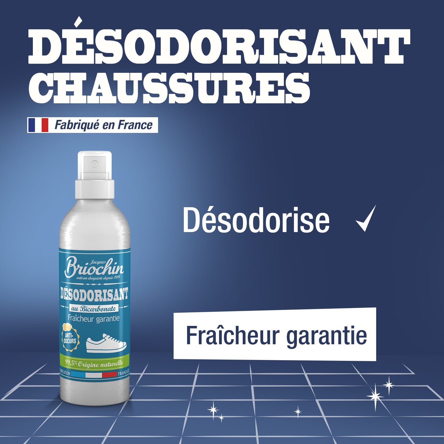 JACQUES BRIOCHIN - Désodorisant chaussures au bicarbonate 200ml Parfum citron