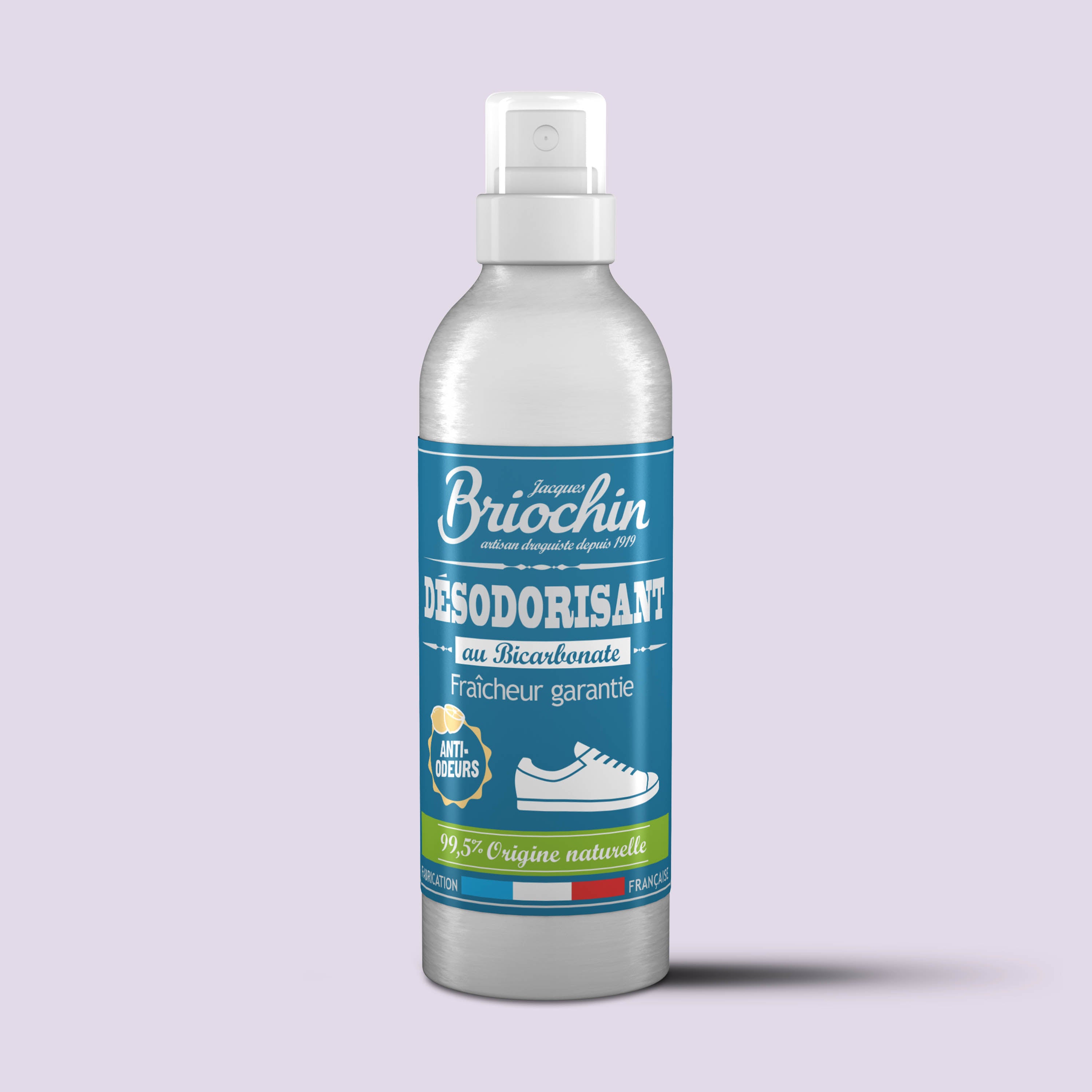 JACQUES BRIOCHIN - Désodorisant chaussures au bicarbonate 200ml Parfum citron