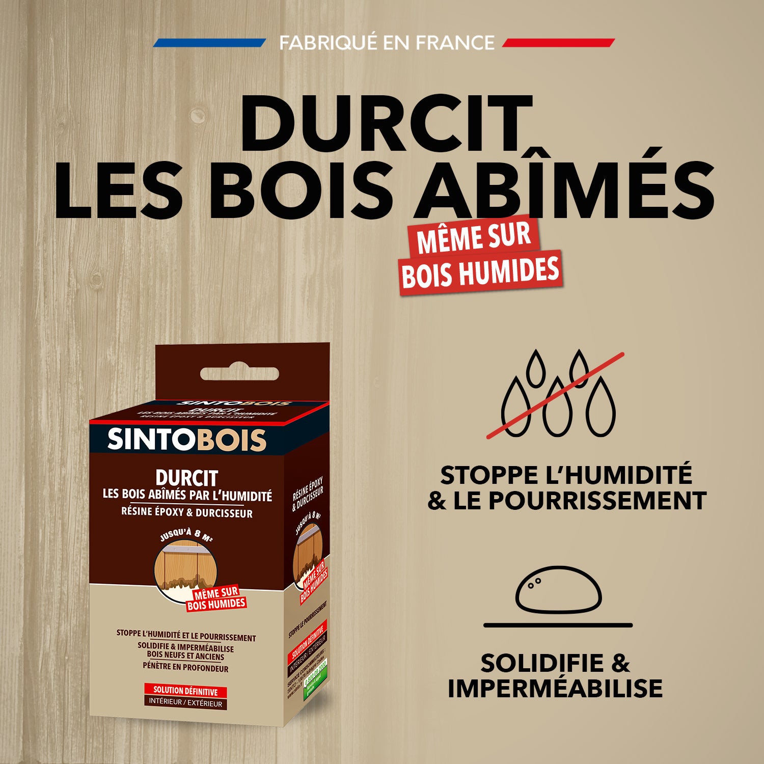SINTO - Durcit les bois abimés par l'humidité 250g