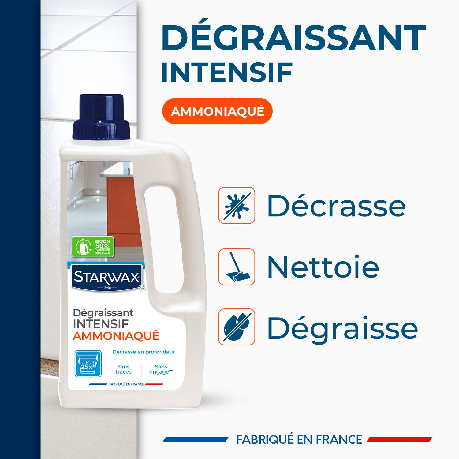 STARWAX - Dégraissant intensif ammoniaqué multi-usages 1L