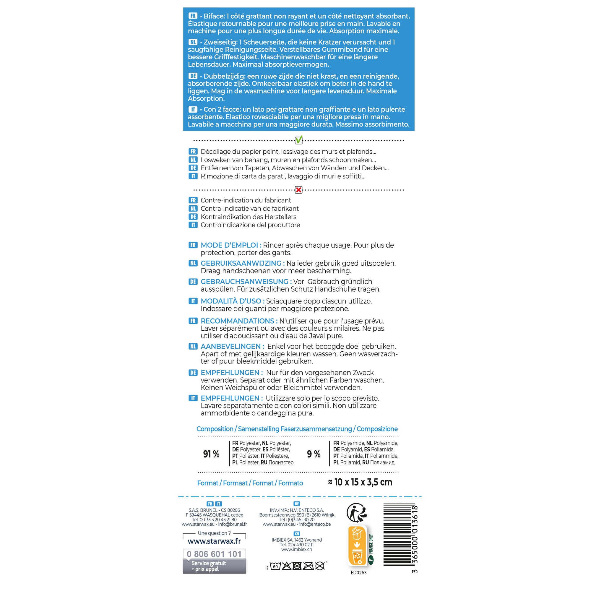 STARWAX - Eponge microfibre gros travaux X1