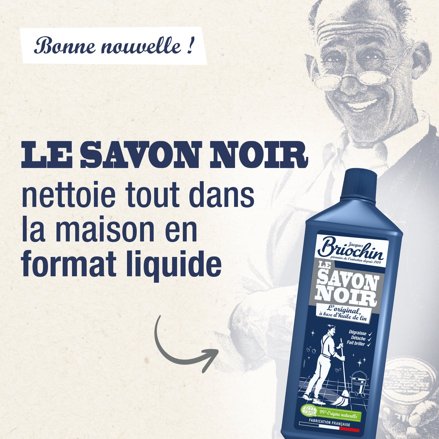 JACQUES BRIOCHIN - Savon noir liquide 1L Sans parfum