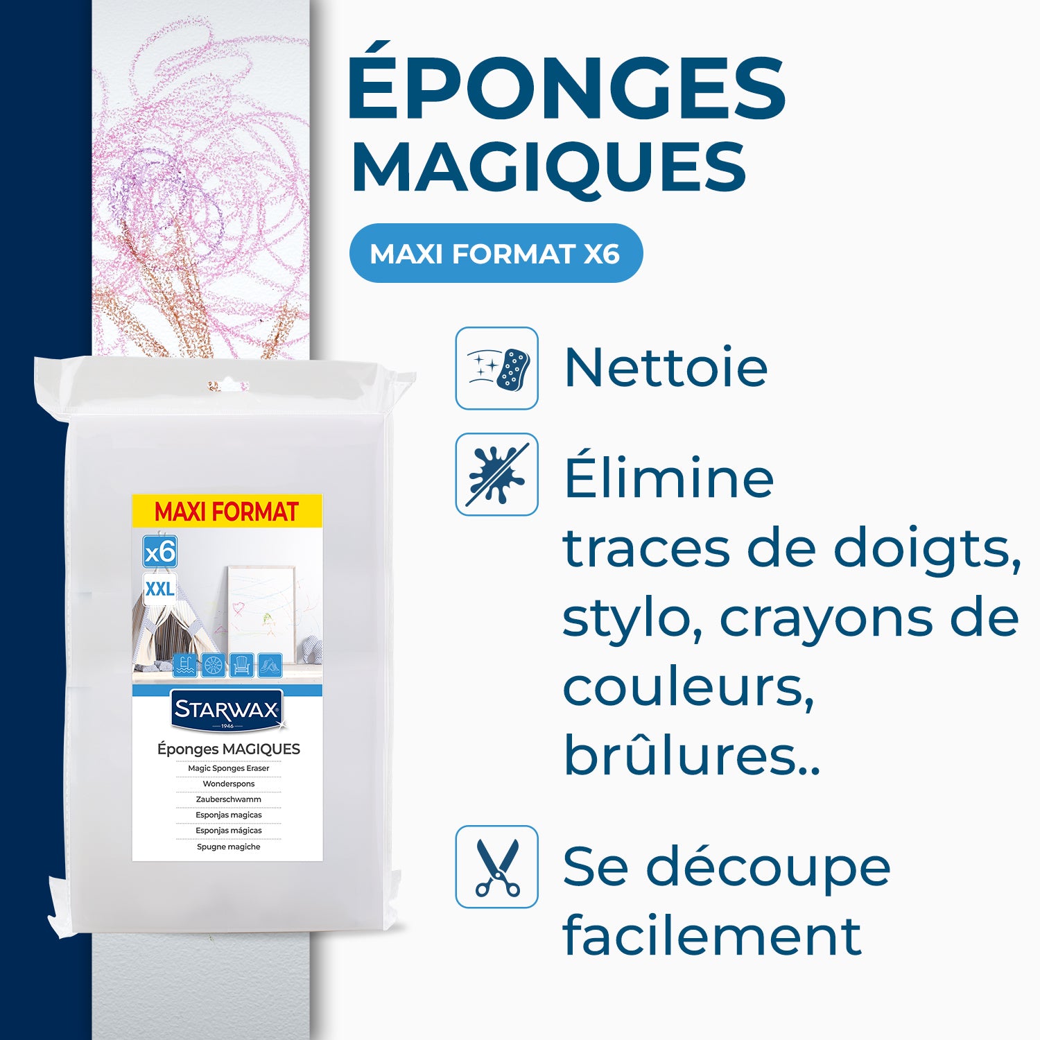 STARWAX - Eponges magiques XXL X2