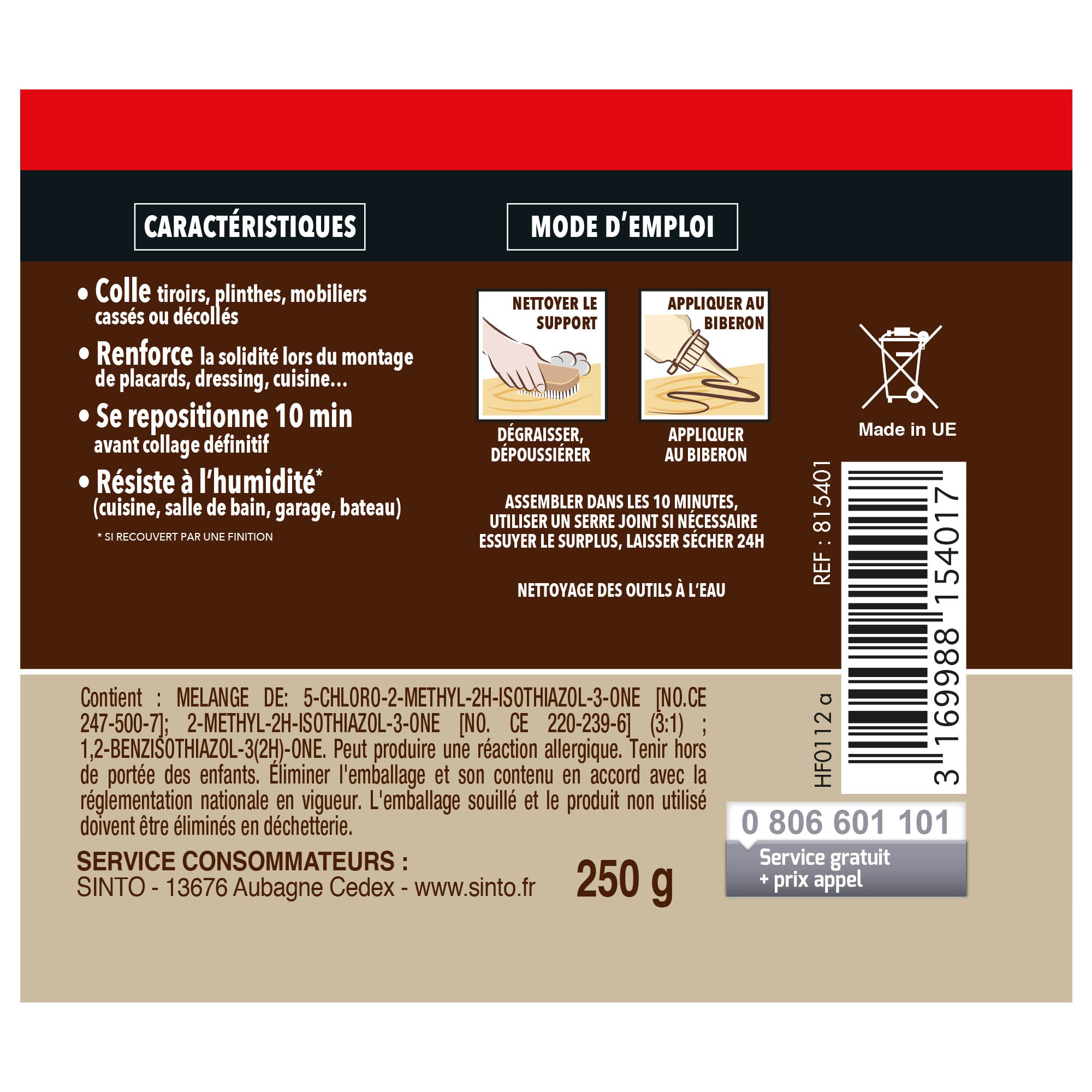 SINTO - Colle bois et dérives 100g