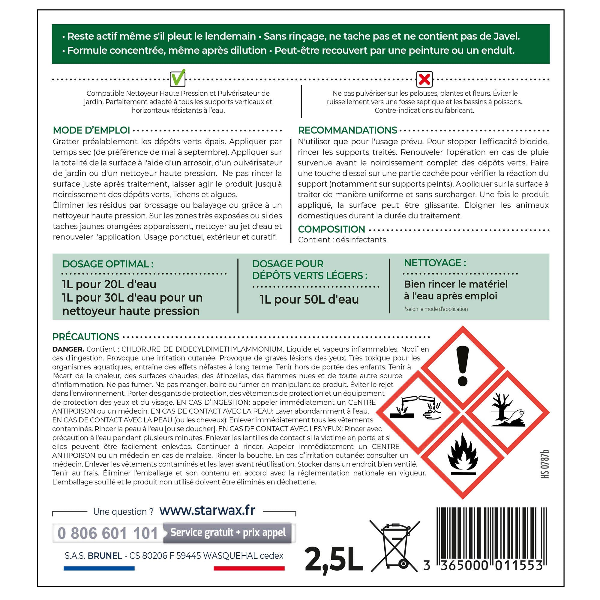 STARWAX - Destructeur de dépôts verts concentré 2,5L