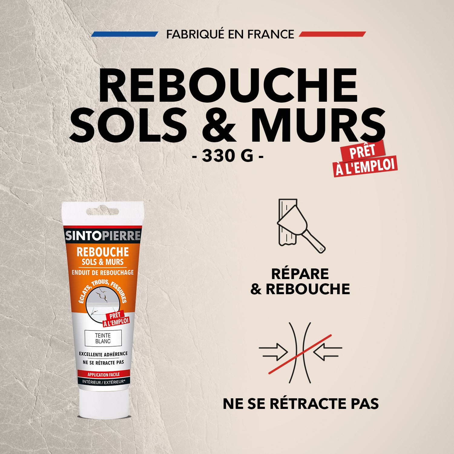 SINTO - Rebouche sols et murs - enduit de rebouchage 2Kg Blanc