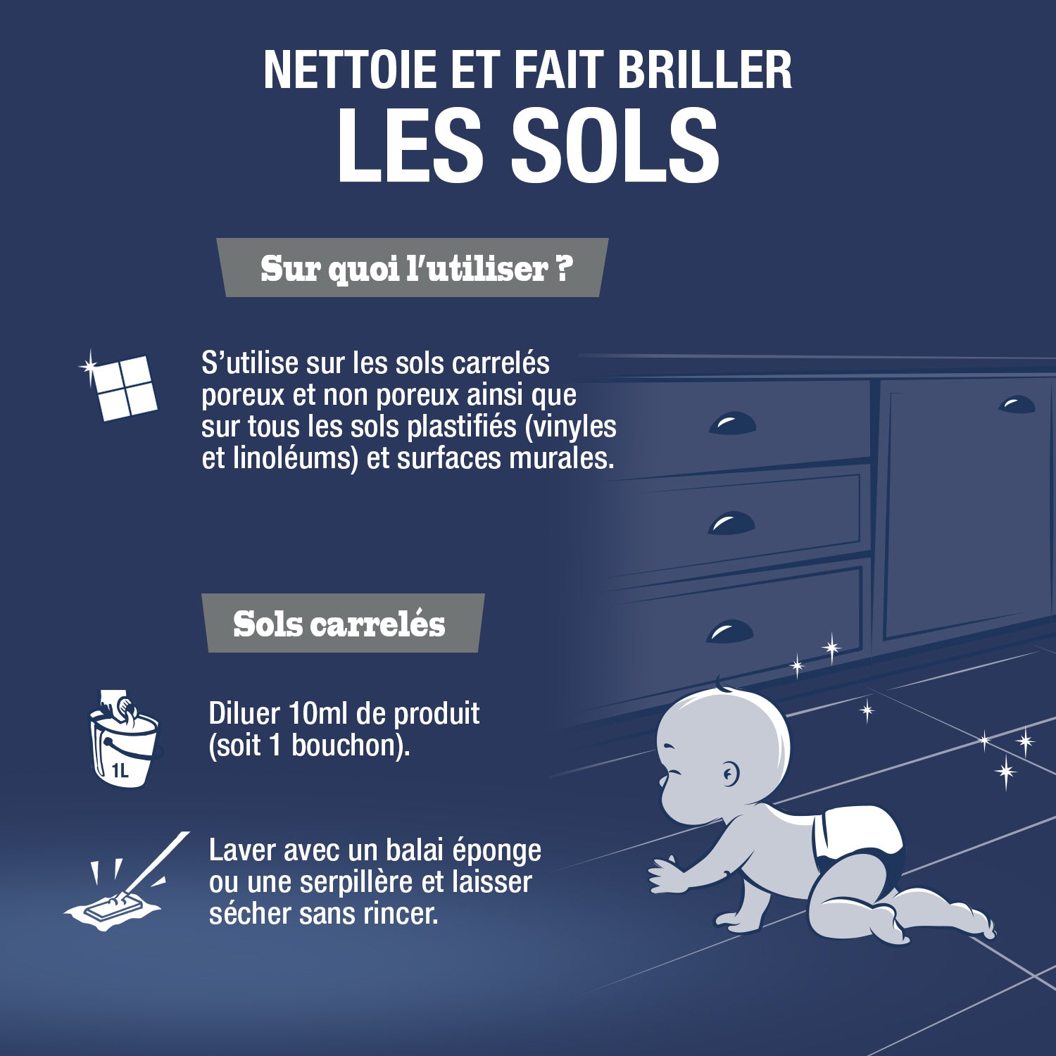 JACQUES BRIOCHIN - Nettoyant purifiant Sols et surfaces 1L Menthe eucalyptus