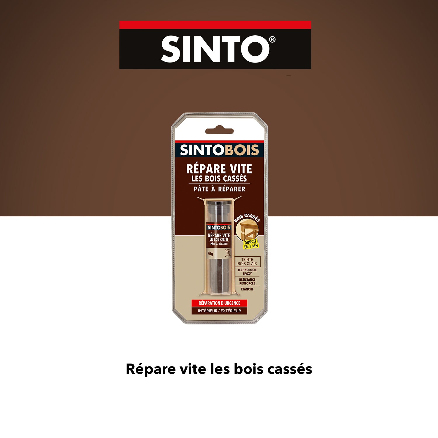 SINTO - Répare vite, pâte à réparer bois epoxy 35g Bois clair
