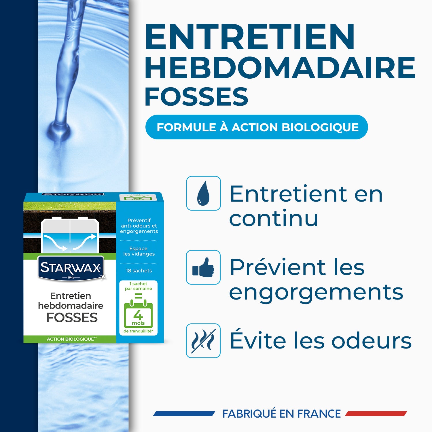 STARWAX - Entretien hebdomadaire pour fosses septiques
 450g